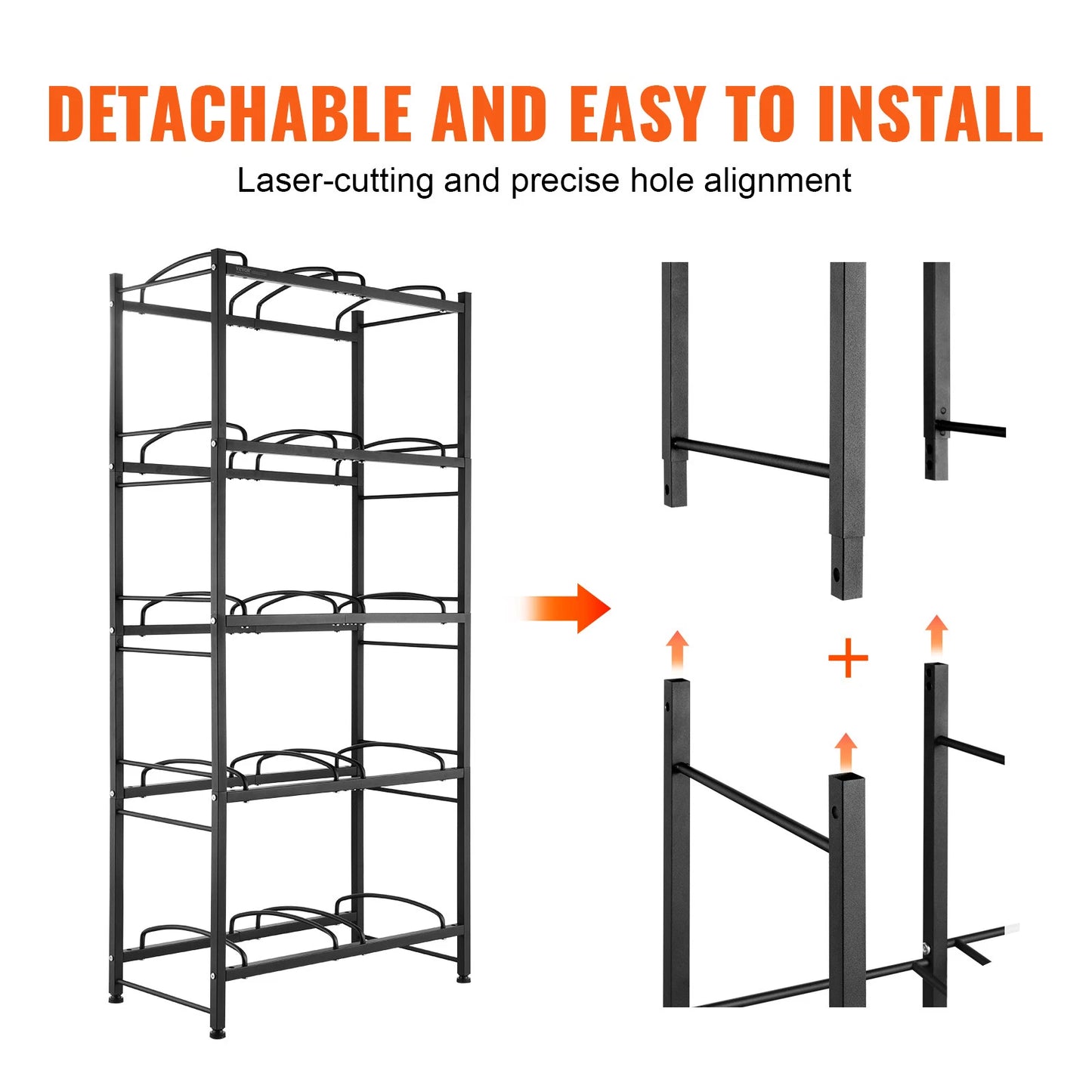 5-Tier Water Jug Holder Double Row Water Bottle Rack for 10 Bottles Black