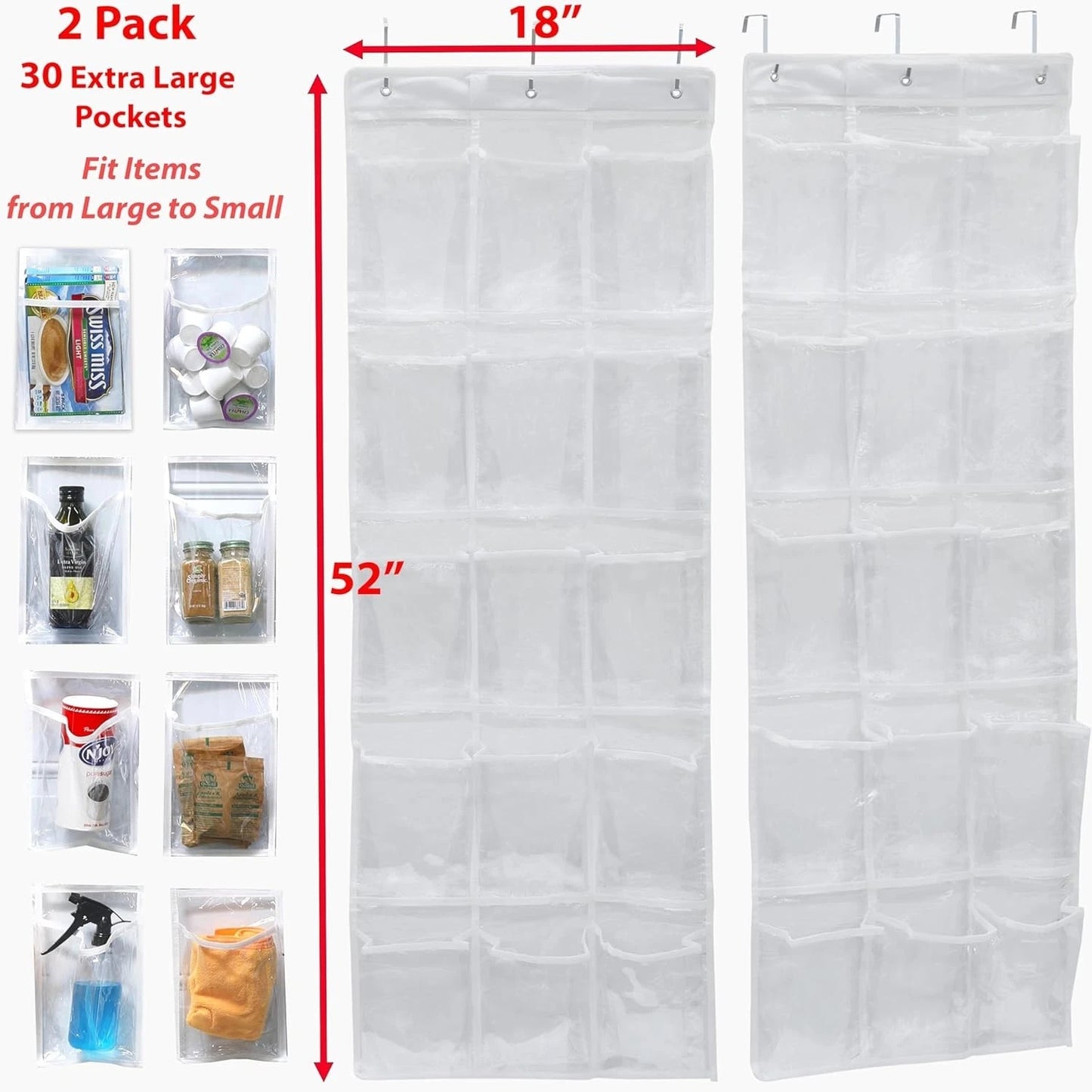 Effortless Organization: 2-Pack Clear Over-the-Door Hanging Storage Solution