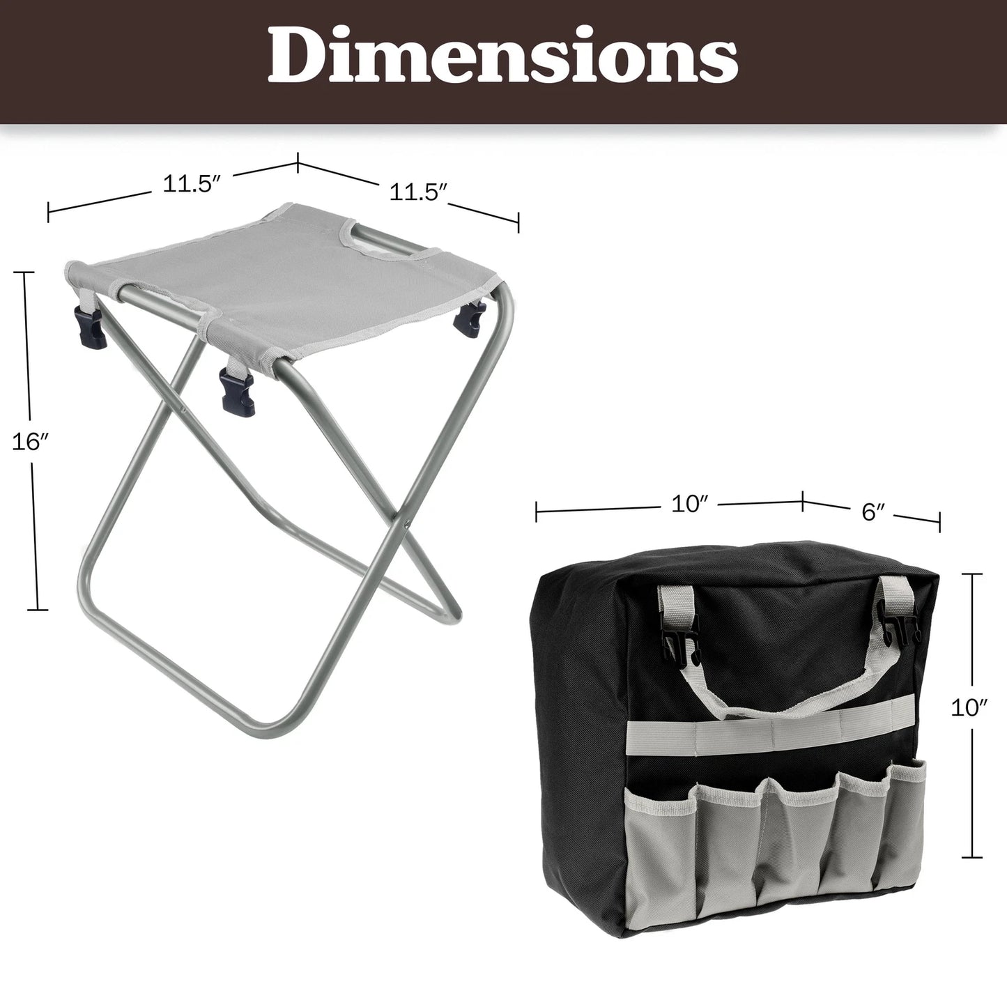 Gardening Tool Set, Garden Stool, and Carry Bag, Gray
