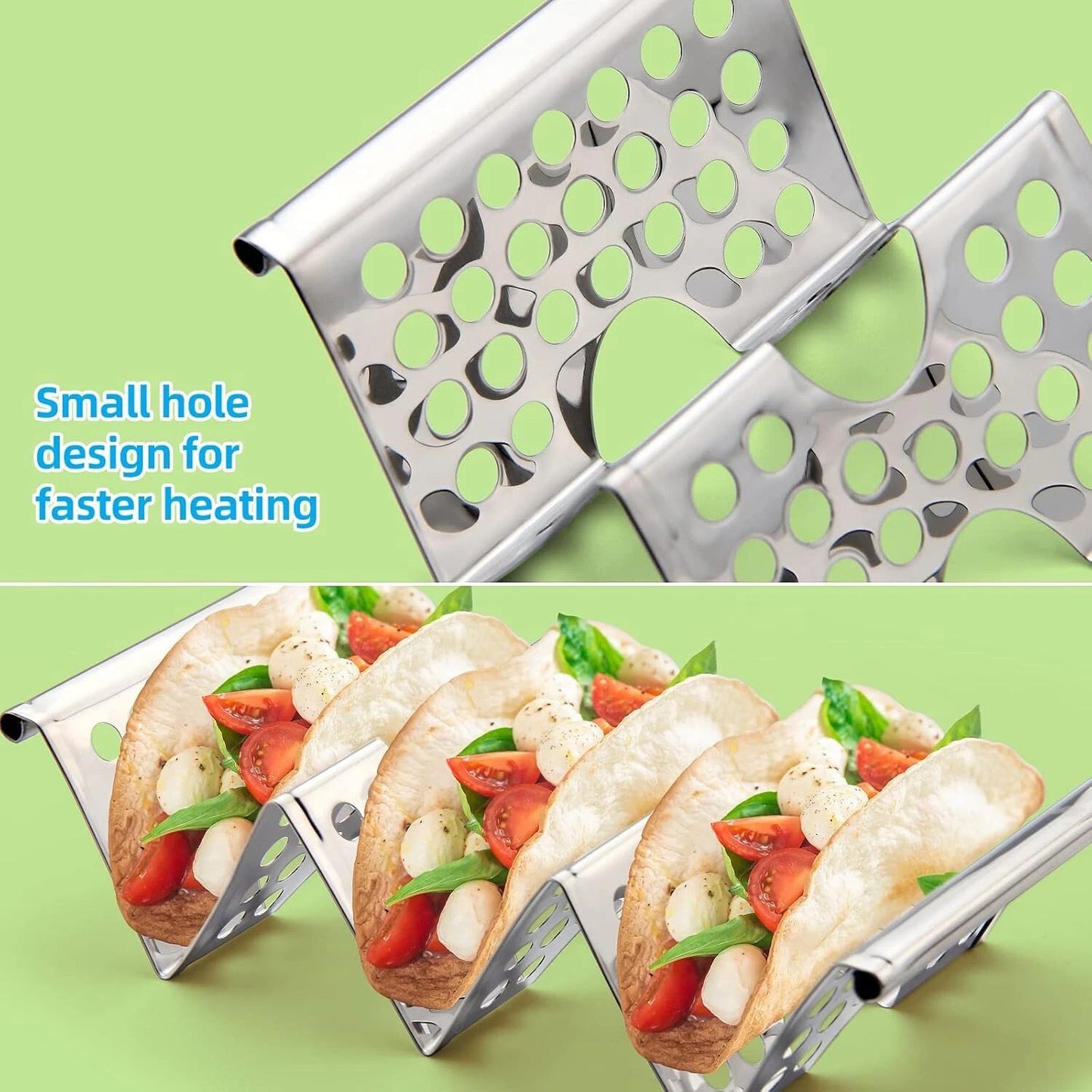 Taco Holders Set of 4, Taco Stand, Stainless Steel Taco Holder, Each Can Hold 3