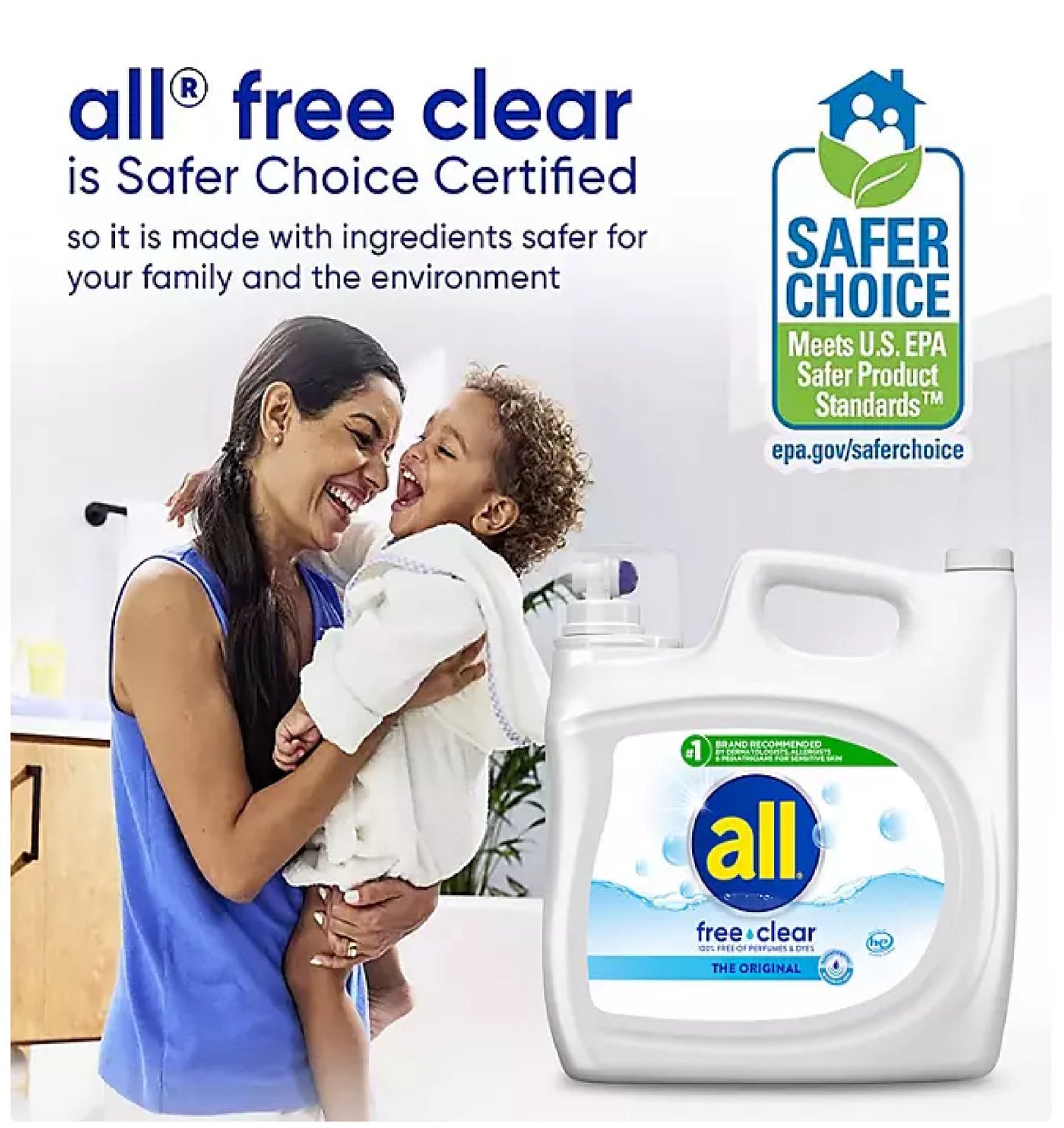 all Liquid Laundry Detergent Free Clear for Sensitive Skin (250 oz.,166 loads)