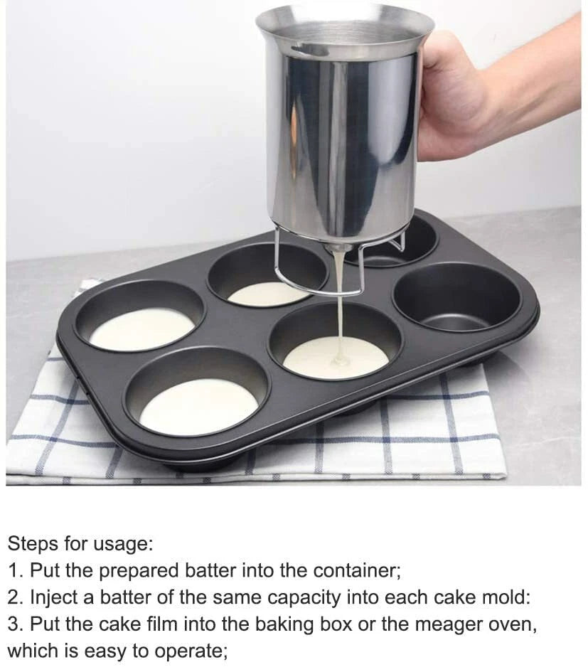 Pancake Batter Dispenser- Holds 3 Cups of Batter-For Baking Muffins And Cupcakes