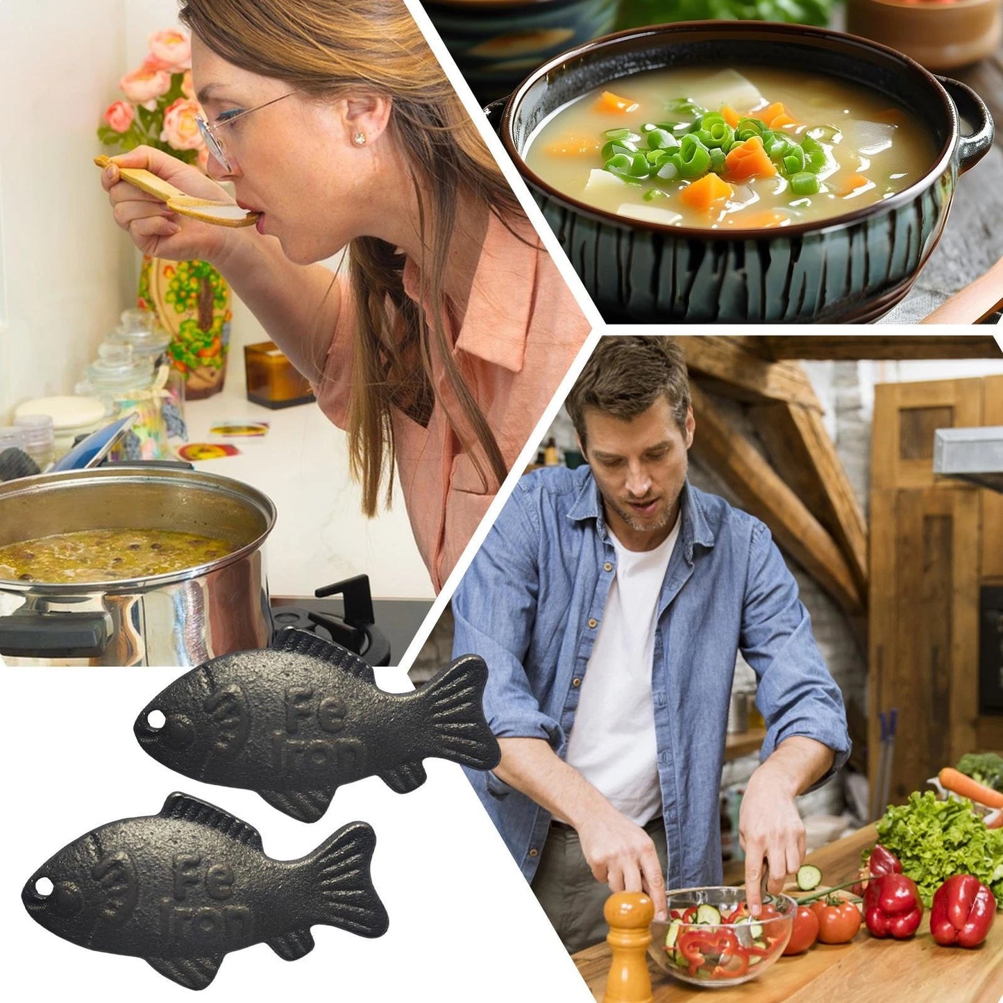 Lucky Iron Fish Effective and Safe Cooking Tool Reusable Effective 2 Pieces