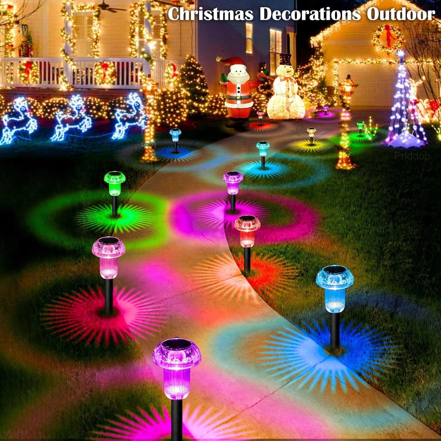 8 Pack Solar Garden Lights Outdoor Waterproof Pathway LED Lights Landscape Yard