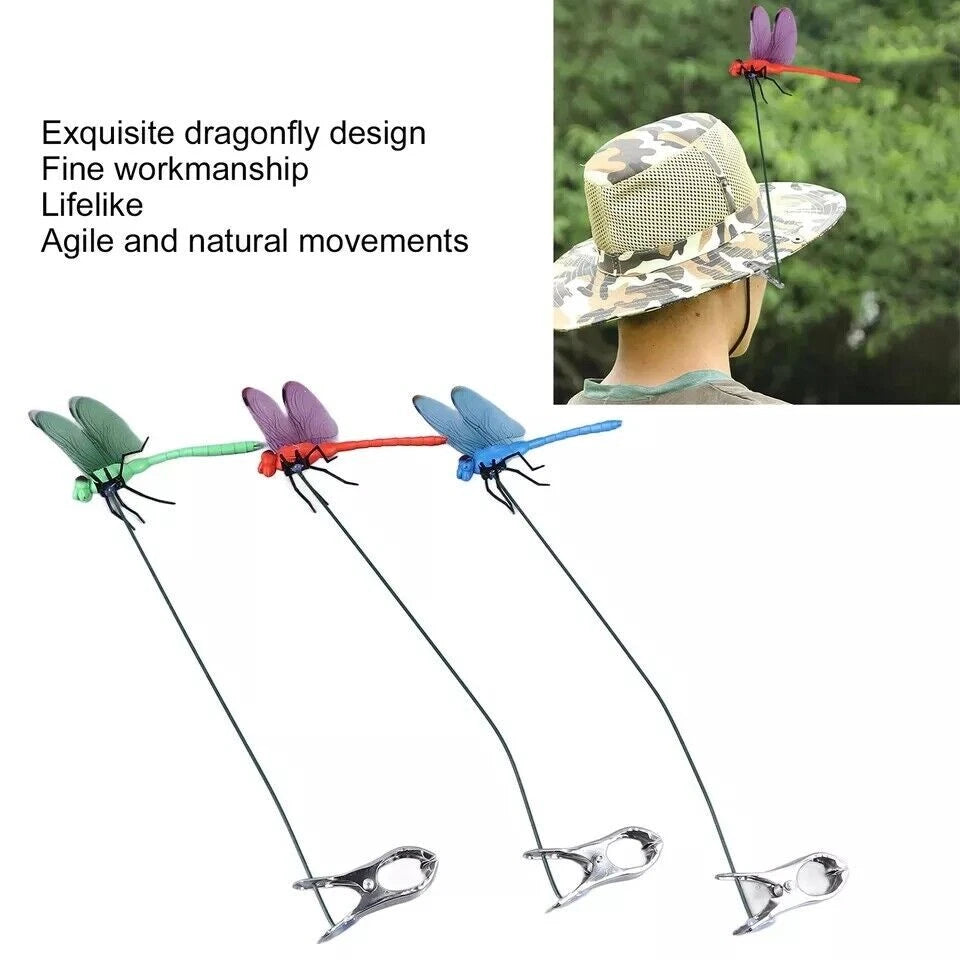 12Pcs Dragonfly Clip Fake Dragonfly Pole Clips Natural 3D Dragonfly Garden Decor