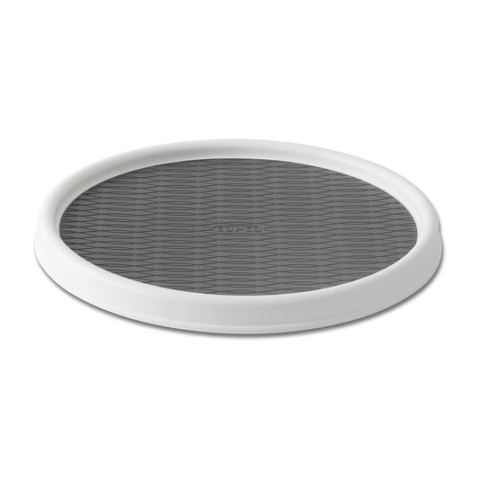 Copco Basics Non-Skid Pantry Cabinet Lazy Susan Turntable, 12-Inch, White/Gra...