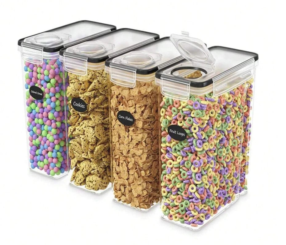 1pc 4?Pack Airtight Cereal Dispenser ? Clear Pantry Storage Canisters - NEW