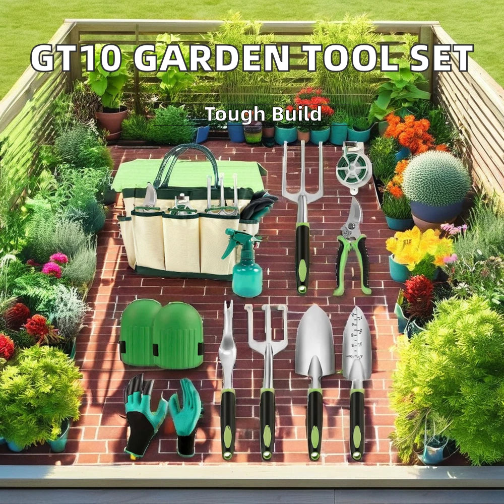 10PCS Garden Tool Set Garden Hand Tool Kit Aluminum Alloy Gardening Tool Set US