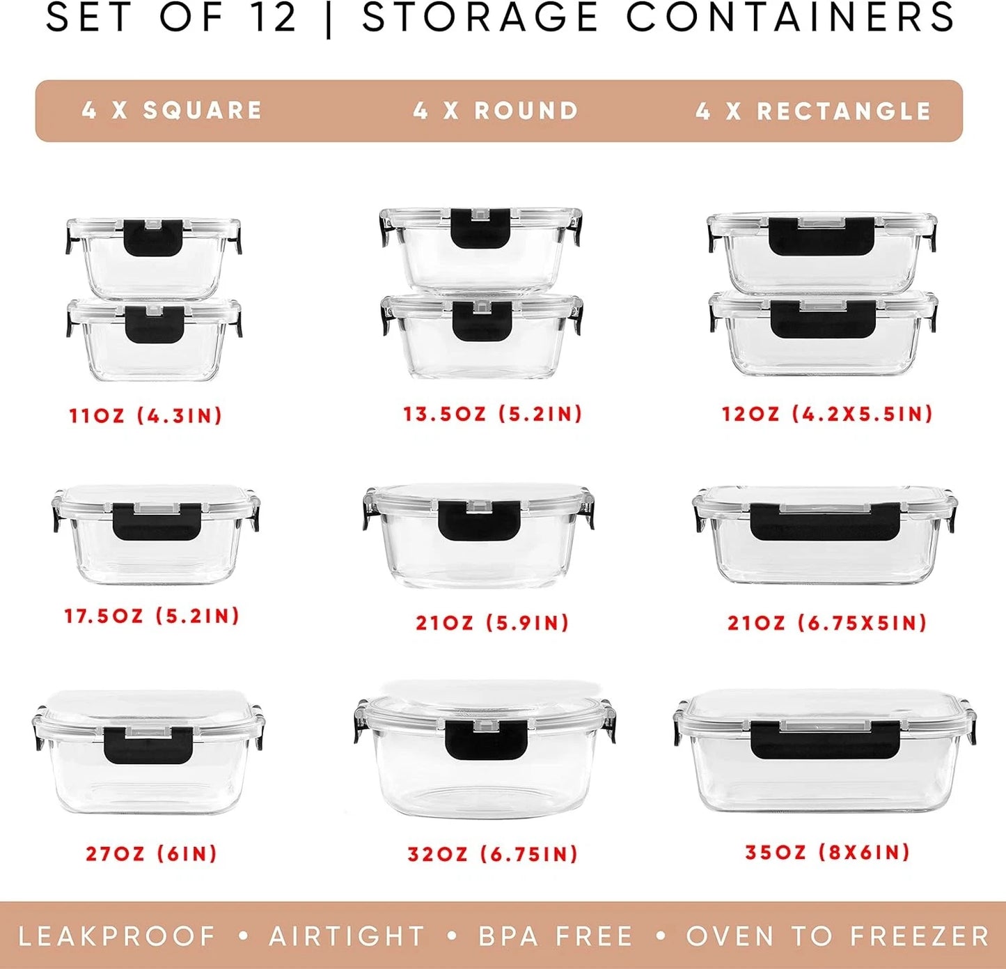 Glass Storage Containers with Lids, Food Storage Containers for Pantry & Kitchen