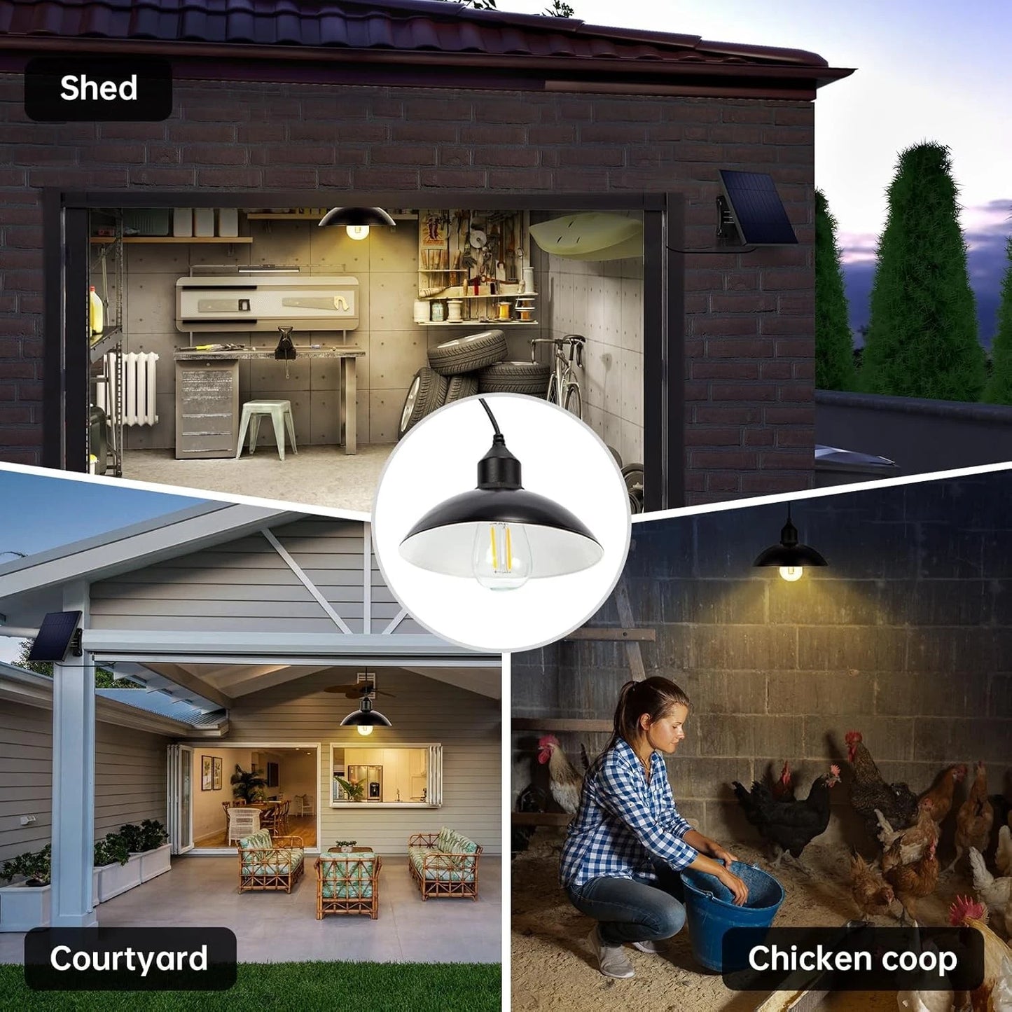 30 LED Solar Pendant Hanging Light Remote Indoor Outdoor Garden Yard Shed Lamp