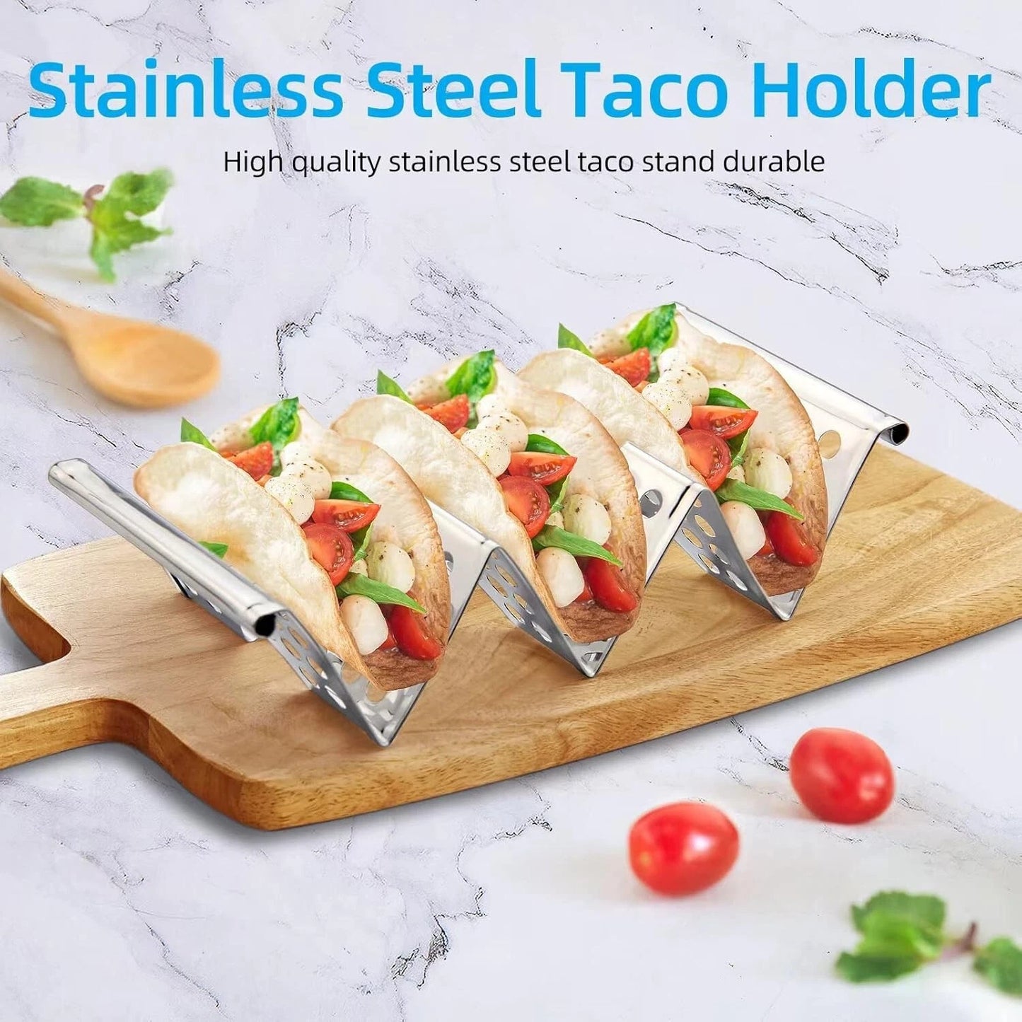 Taco Holders Set of 4, Taco Stand, Stainless Steel Taco Holder, Each Can Hold 3