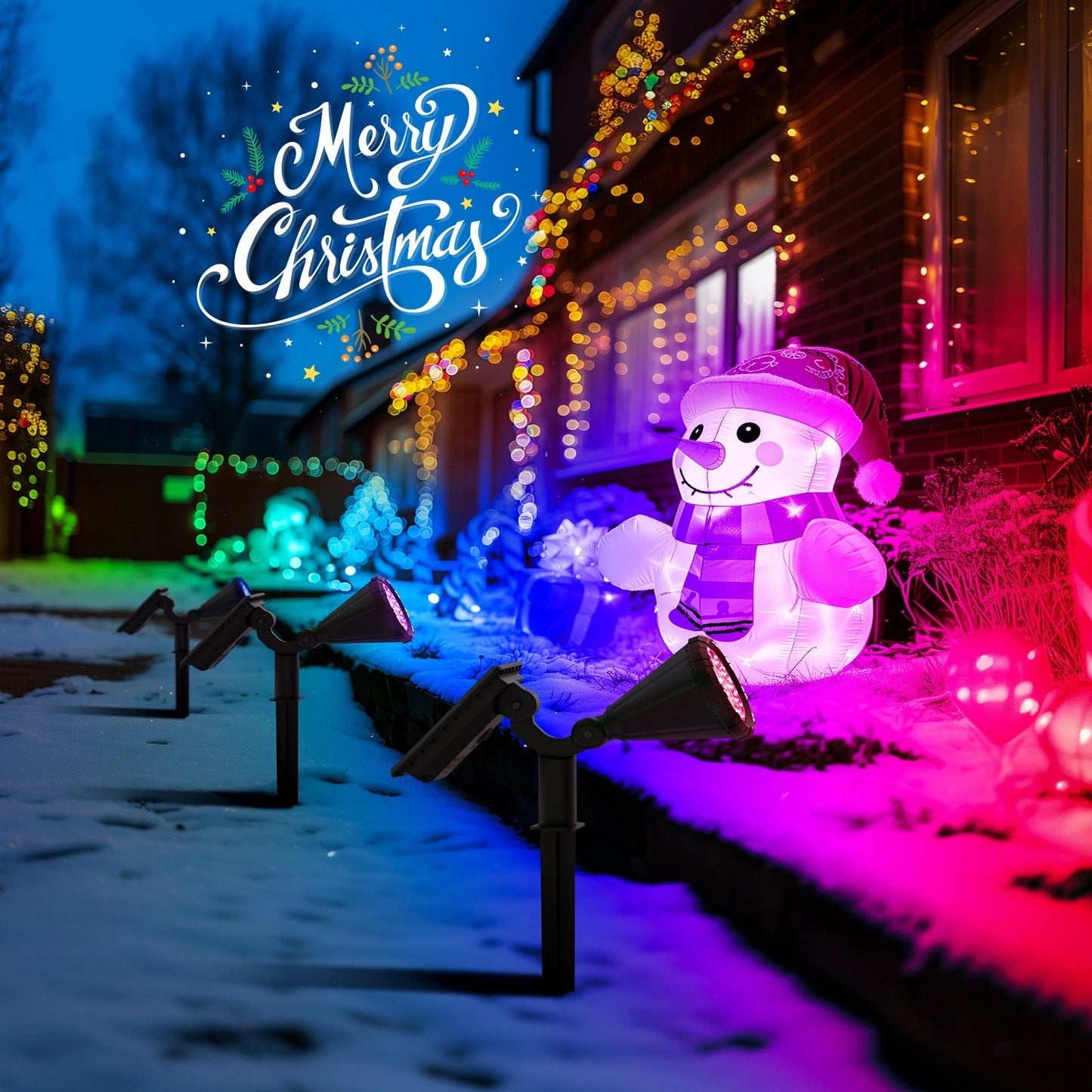 1/2/4 PCS Solar Spot Lights Landscape Spotlight Outdoor Christmas Decorations