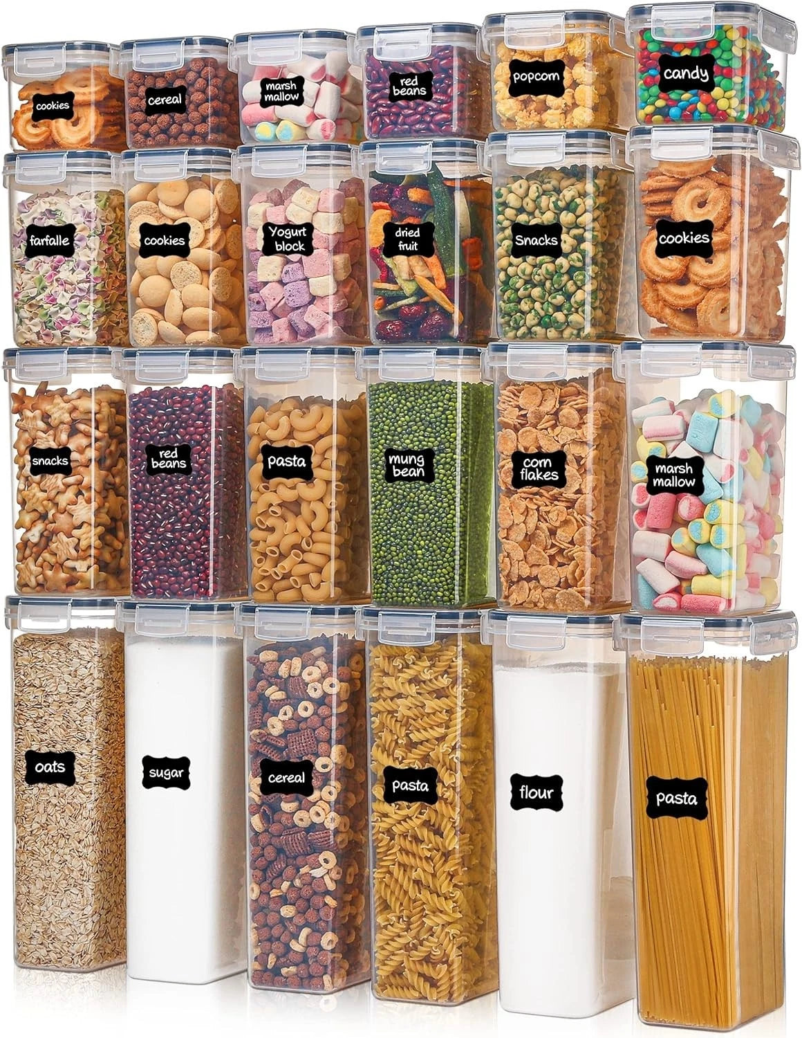 Airtight Food Storage Containers with Lids, 24 pcs Plastic Kitchen and Pantry...