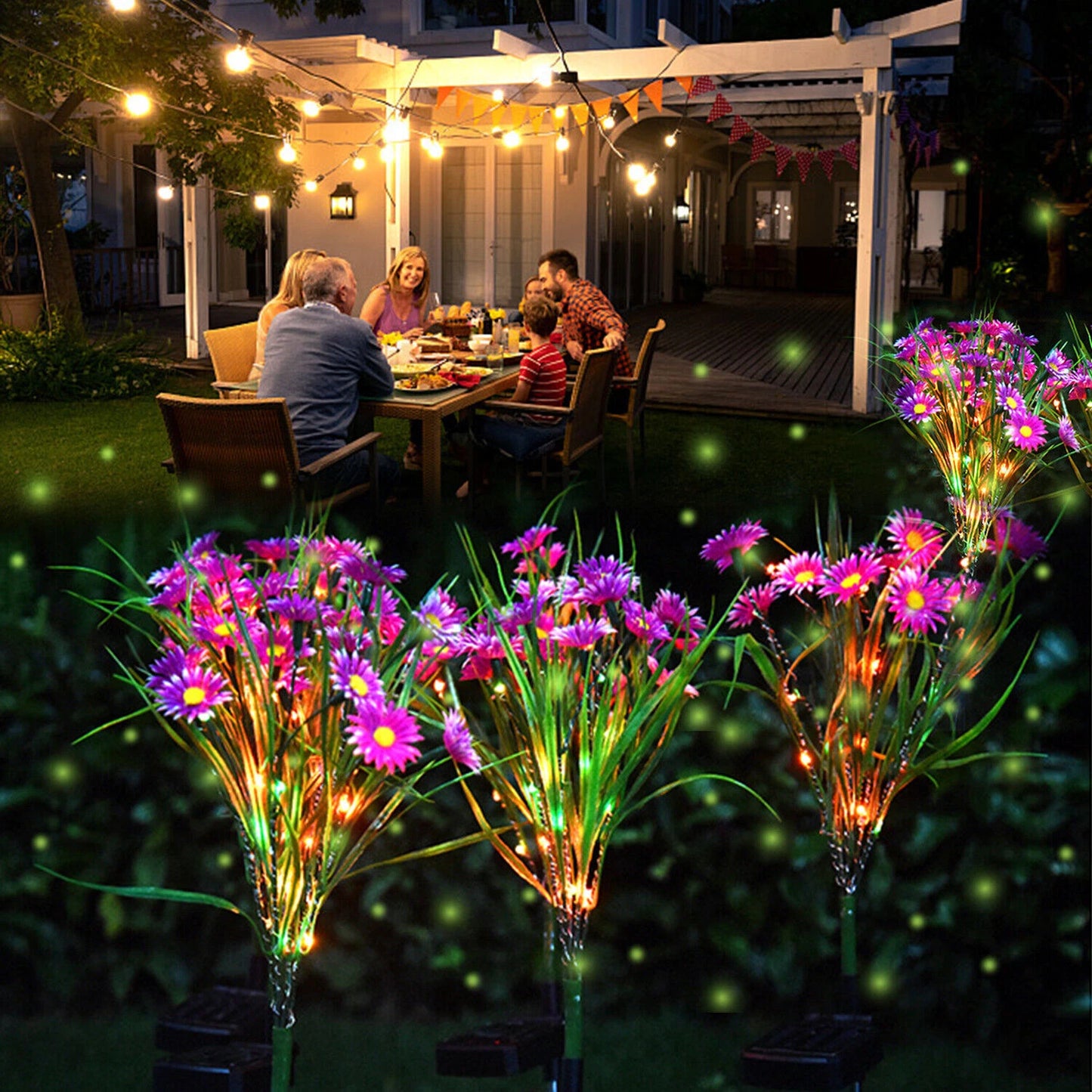 Solar Garden Lights Outdoor Waterproof LED Flower Stake Lamp Yard Patio Decor