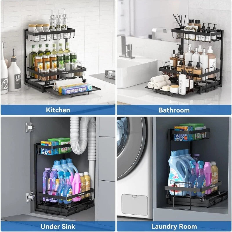 Under Sink Organizers Storage 3 Tier Slide Out Kitchen Cabinet Bathroom Storage