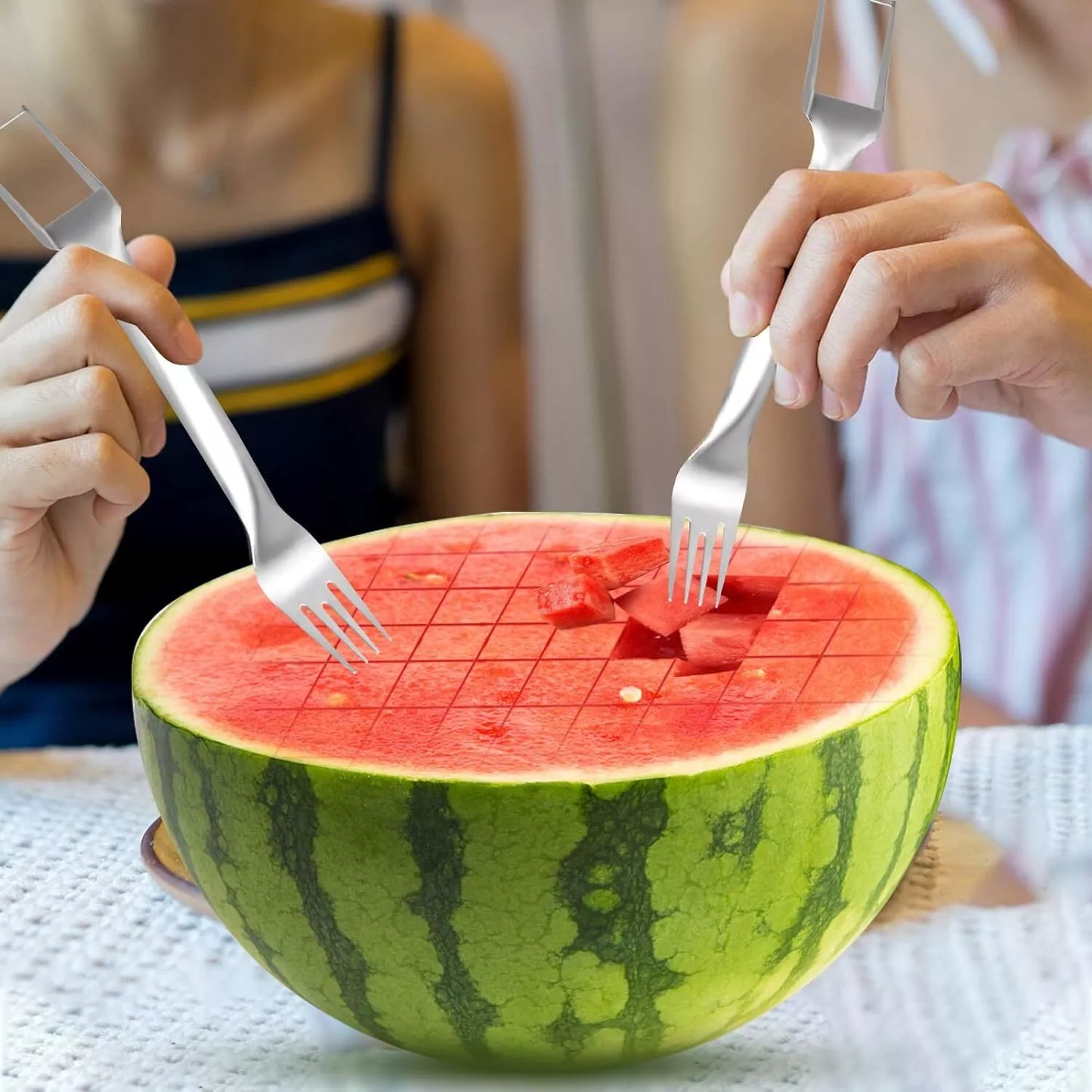 Watermelon Slicer Cutter 2-in-1 Fork Stainless Steel Fruit Cutting Artifact Lot