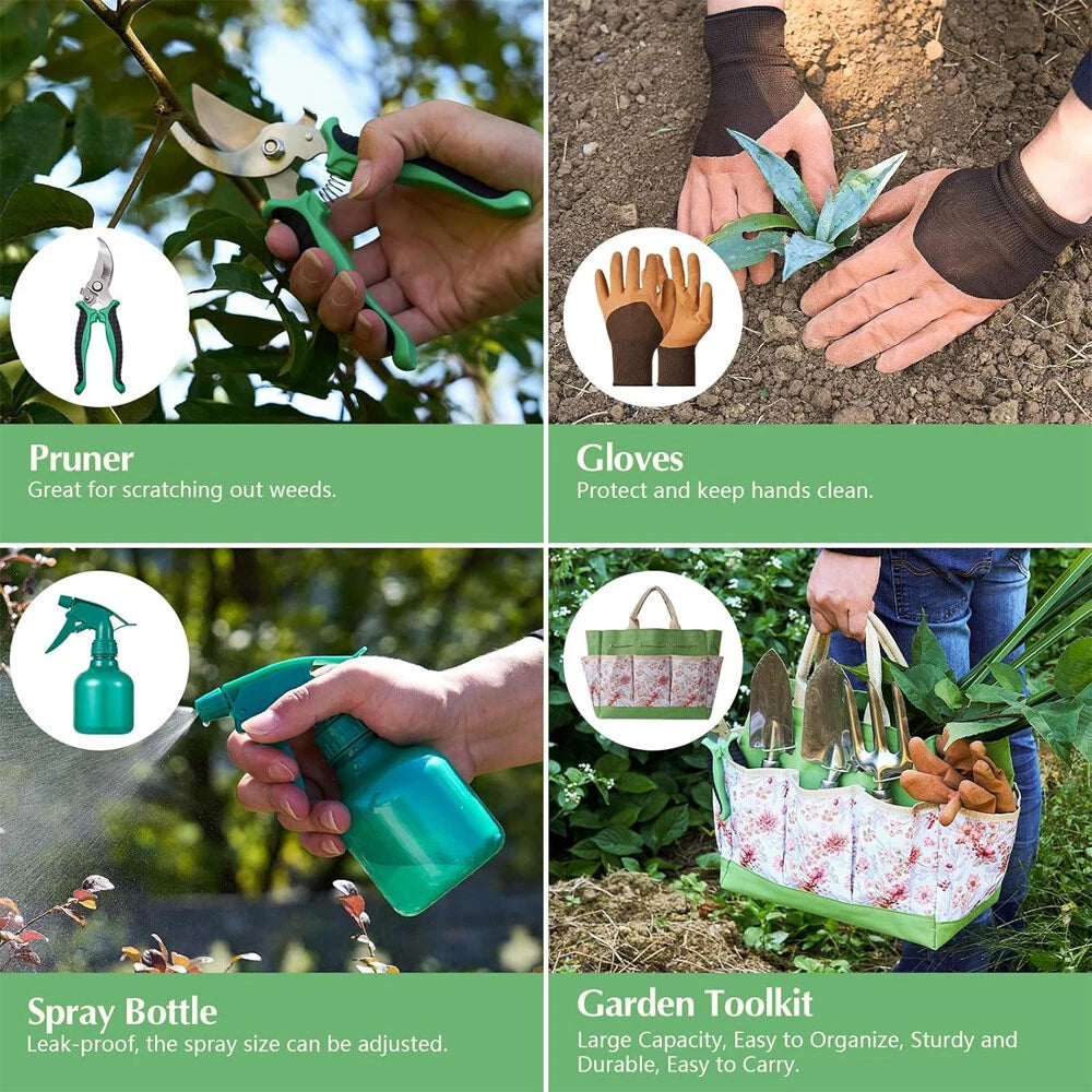 Utility Garden Tool Set, 9Pcs Heavy Duty Gardening Hand Tools with Durable US