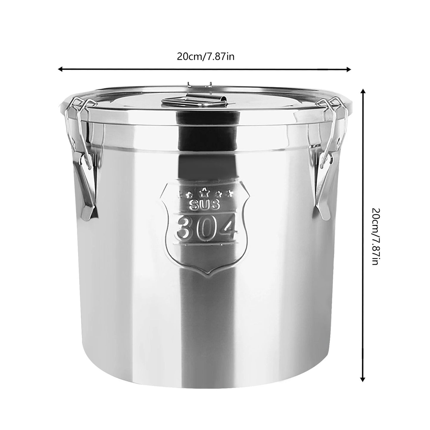 6L Stainless Steel Cereal Container Metal Kitchen Rice Storage Bucket with Lid
