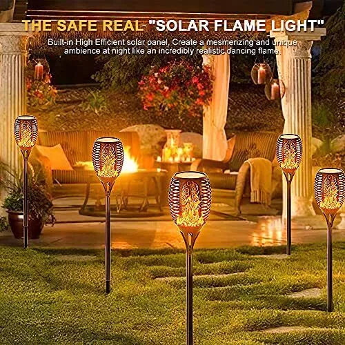 Solar Torch Lights with Flickering Flame Outdoor 12LED Tiki Torch Solar Lights
