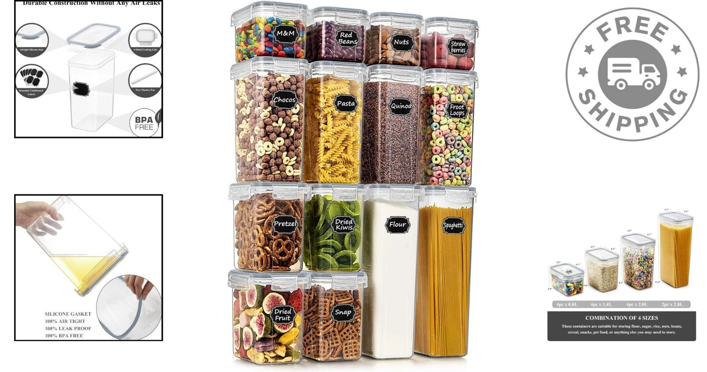14PC Stackable Kitchen Storage Containers - Airtight & BPA-Free Organization Set