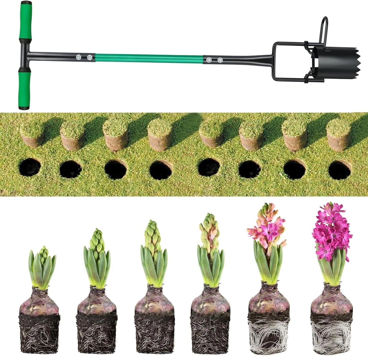 Versatile Long-Handle Garden Tool - 5-in-1 for Digging, Weeding & Transplanting