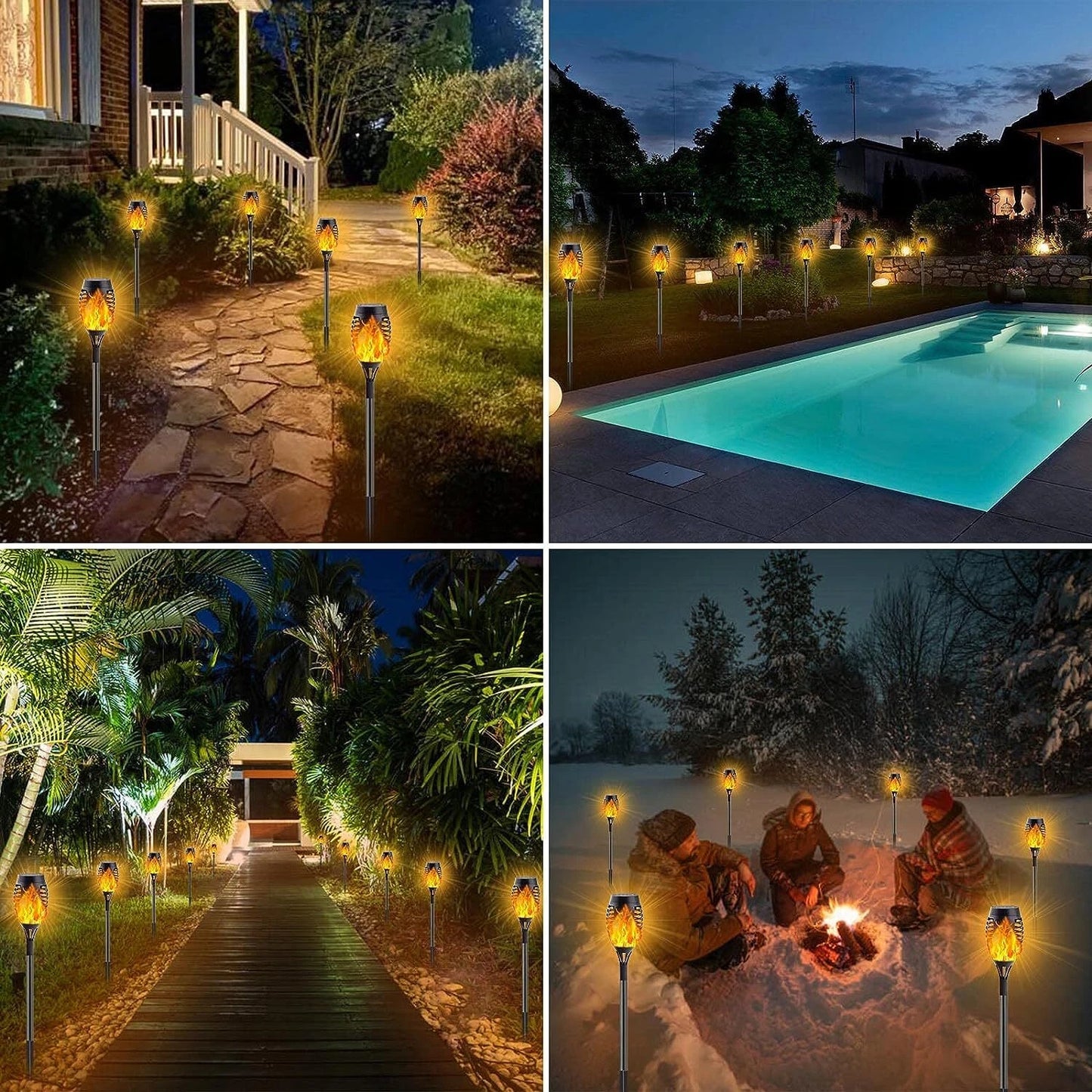 Solar Torch Lights with Flickering Flame Outdoor 12LED Tiki Torch Solar Lights