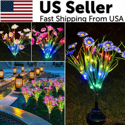 Solar Garden Lights Outdoor Waterproof LED Flower Stake Lamp Yard Patio Decor