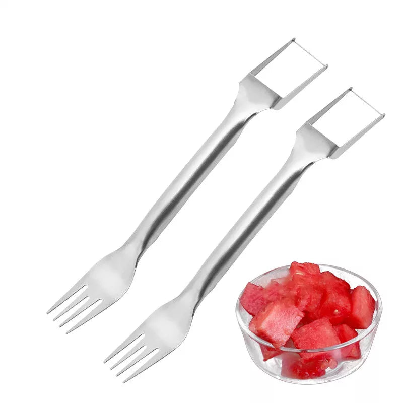 Watermelon Slicer Cutter 2-in-1 Fork Stainless Steel Fruit Cutting Artifact Lot