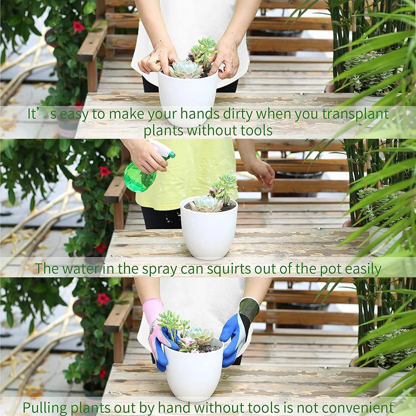 3pcs Garden Tools Set Mini Trowel Rake Shovel For Small Pot Plants Home Kit