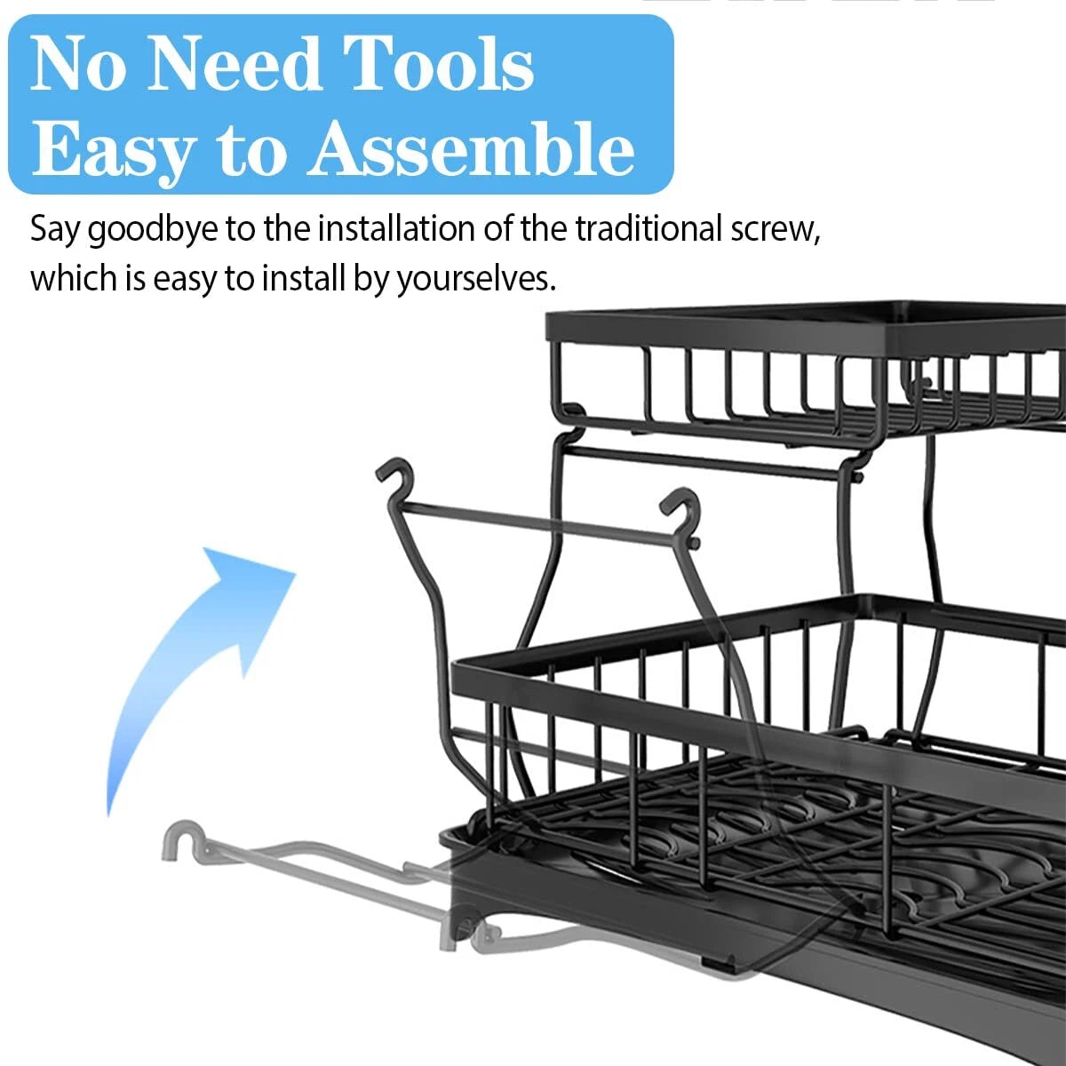 Dish Drying Rack - 2 Tier Dish Racks for Kitchen Counter with Drainboard