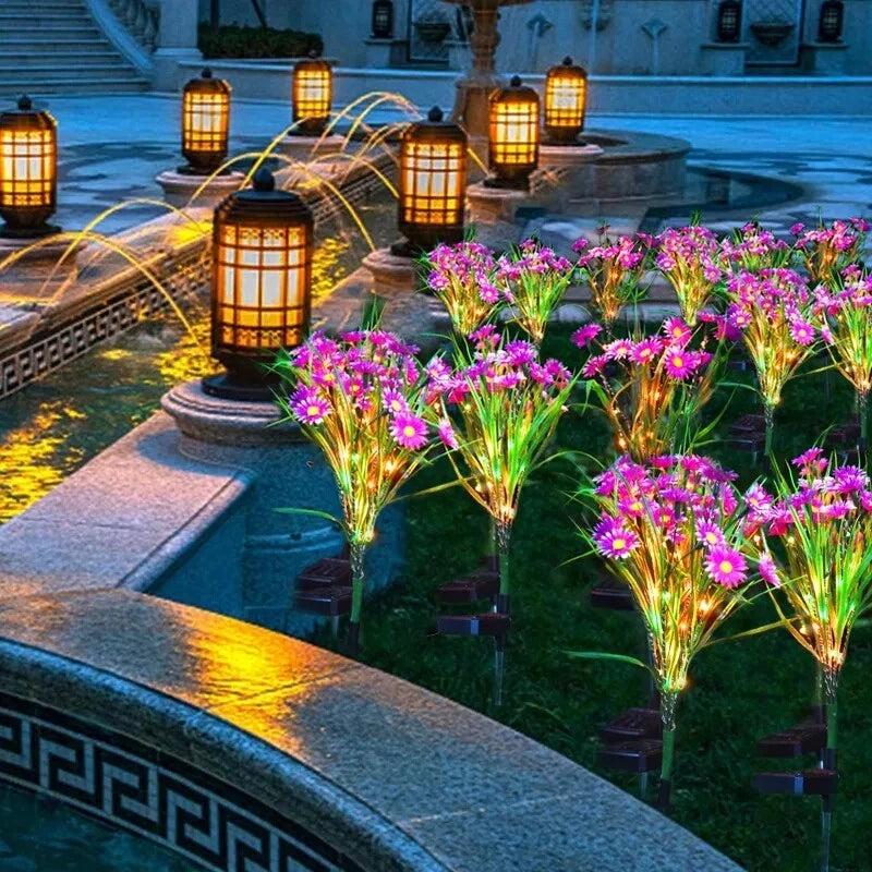 Solar Garden Lights Outdoor Waterproof LED Flower Stake Lamp Yard Patio Decor