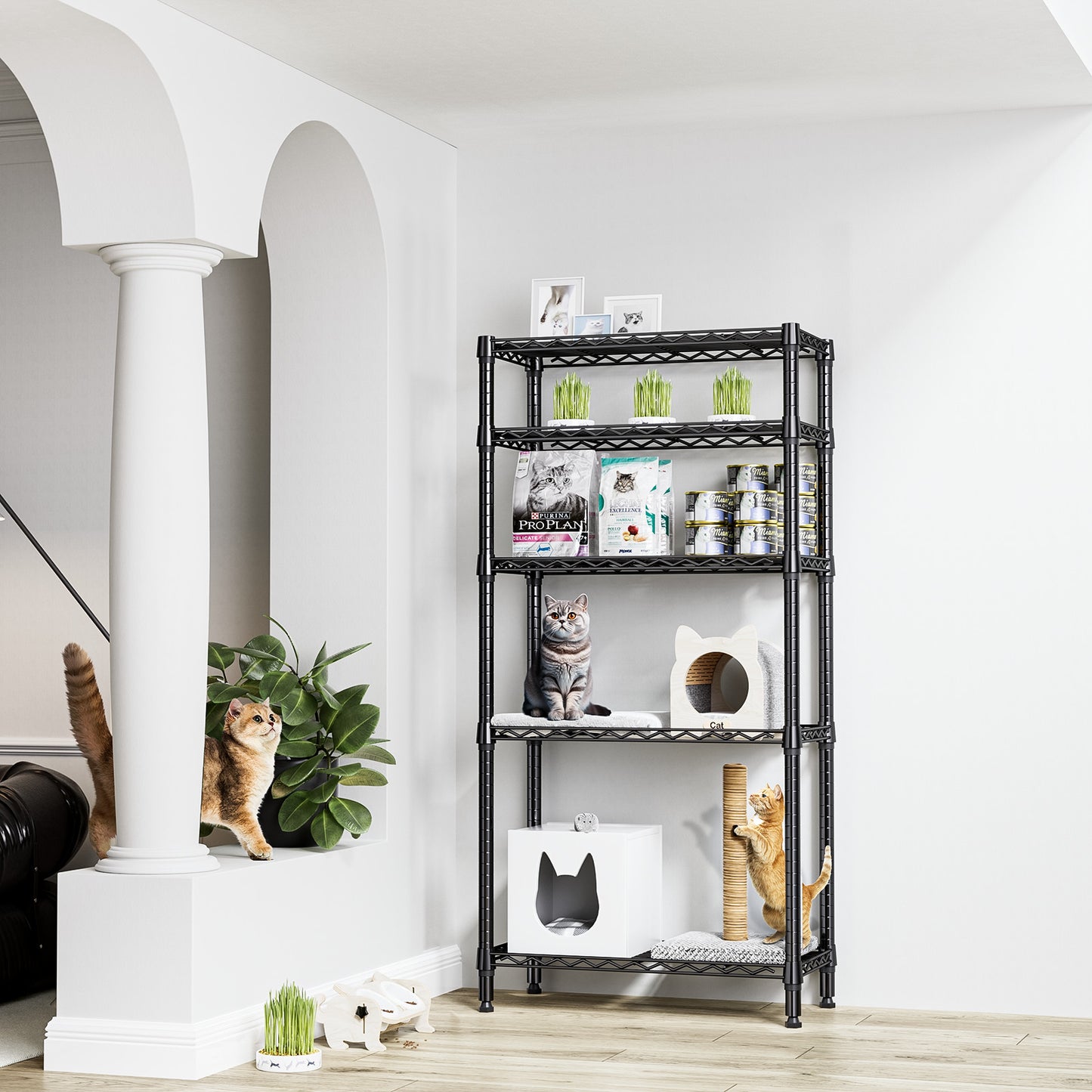 5 Tier Pantry Wire Shelves Steel Organizer Wire Rack Metal Storage Unit 14*30*60