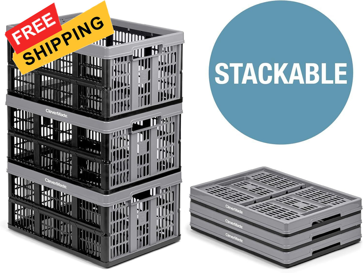 CleverMade Collapsible Pack of 1, Black (45L) - Utility Crate - 1