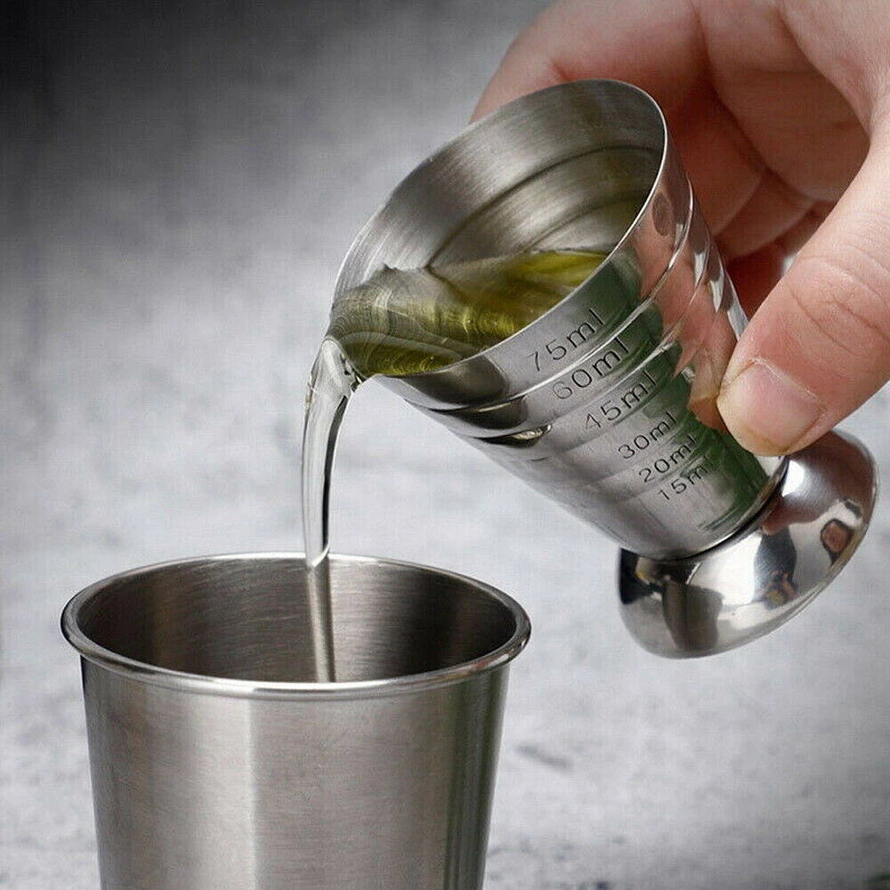 75ml Metal Measure Cup Drink Shot Ounce Jigger Bar Mixed Cocktail Beaker NEW US