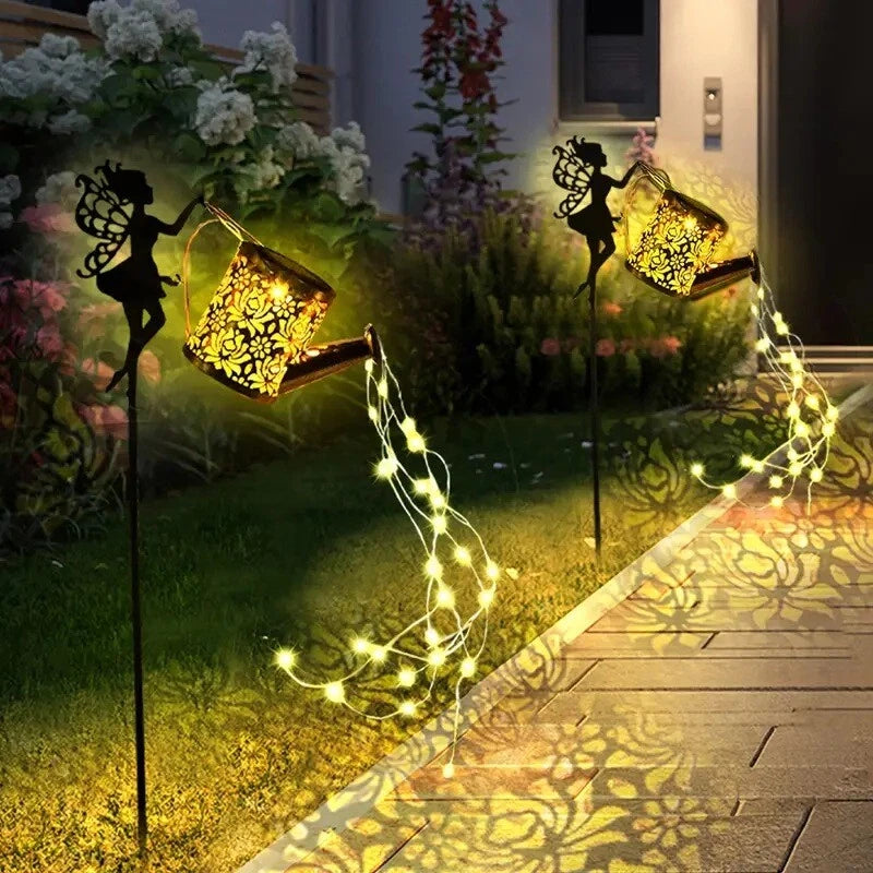 Solar Watering Can Light Outdoor Garden Waterproof Hanging LED String Landscape