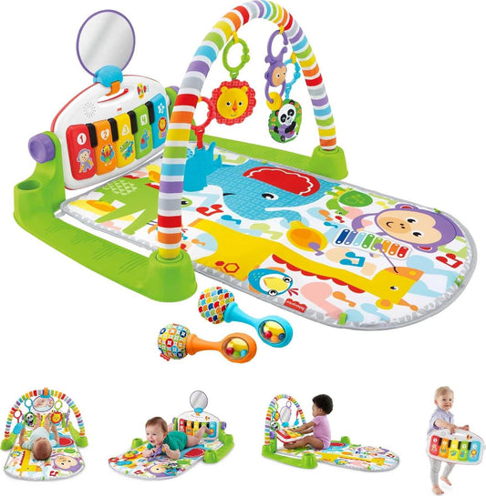 Fisher-Price Baby Playmat Deluxe Kick & Play Piano Gym for Learning & 2 Maracas
