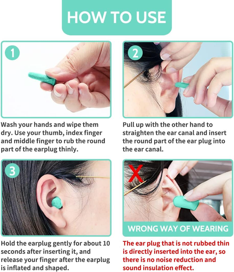 Ultra Soft Foam Earplugs for Sleep - 38Db Sleeping Ear Plugs Noise Cancelling, R