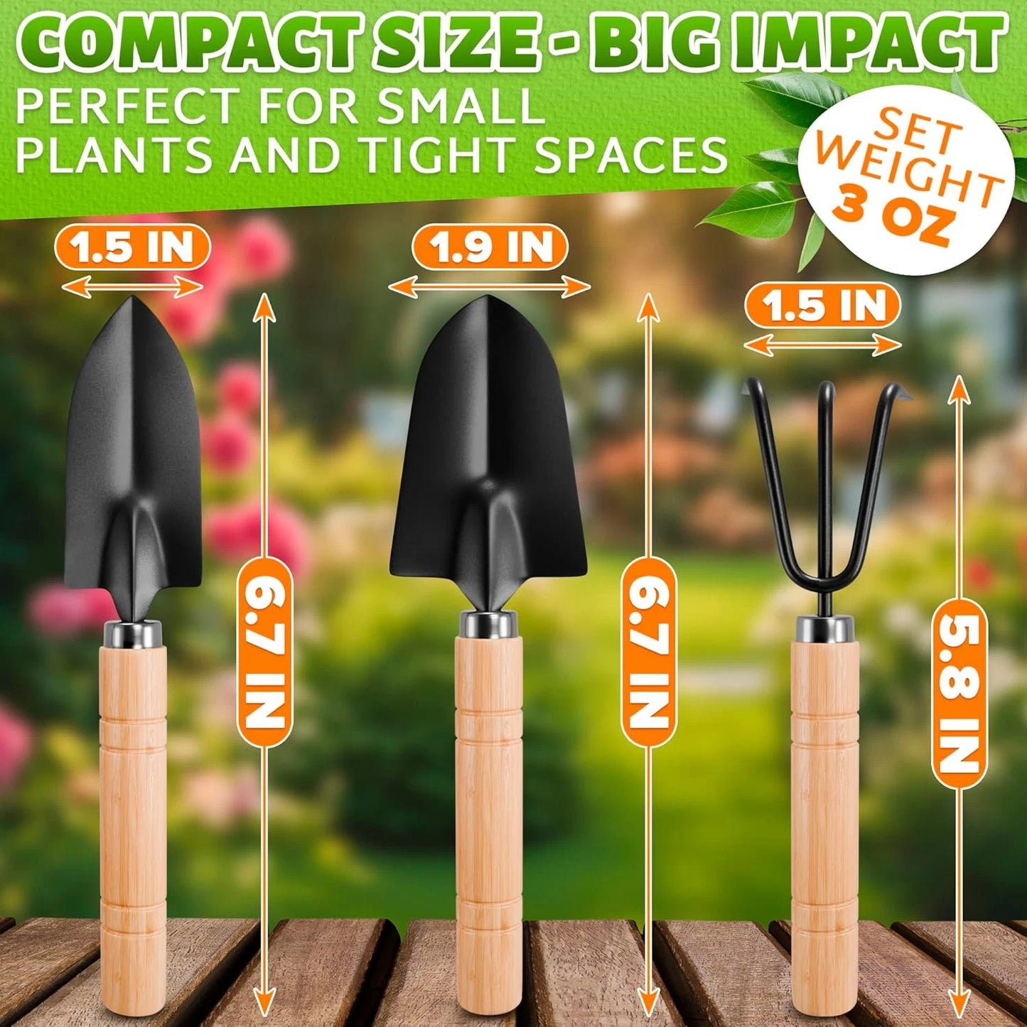 Small Garden Tools - 3 Pcs Mini Garden Tools Set with Small Trowel