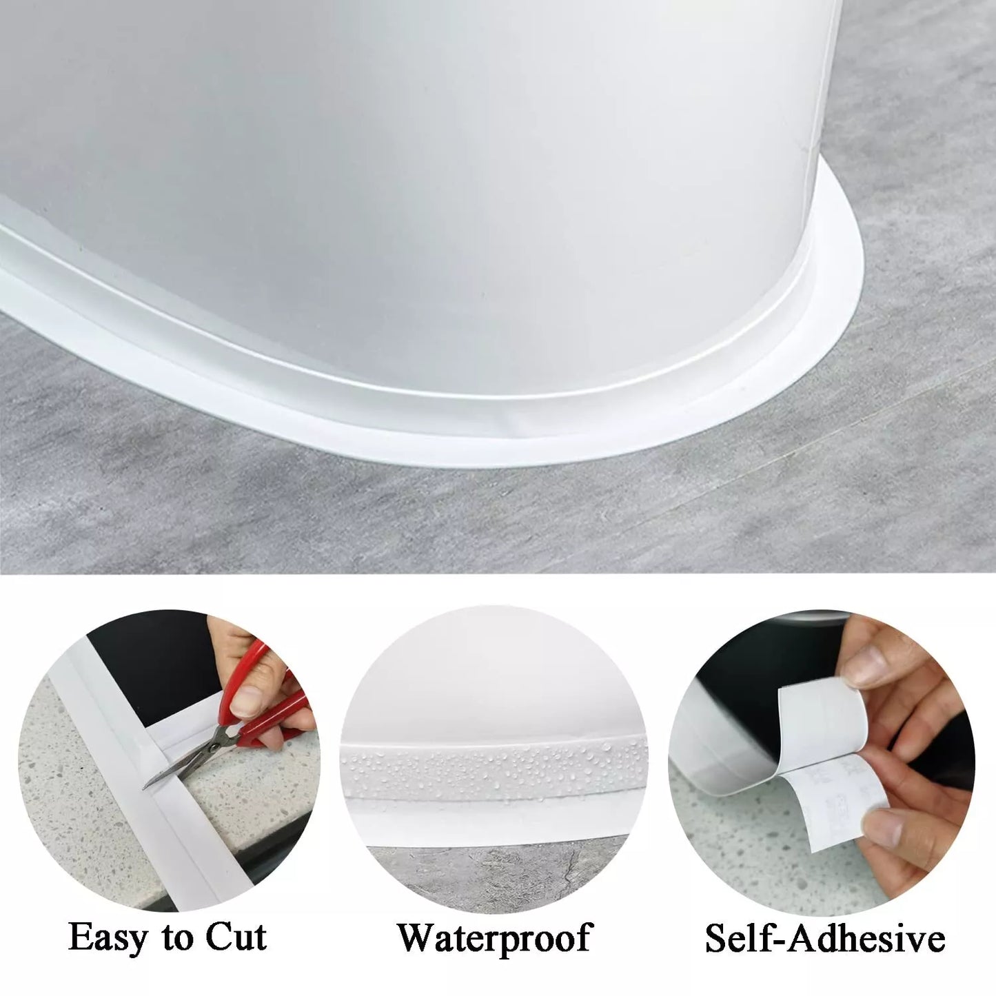 10.5FT PVC Self Adhesive Caulk Sealing Strip Tape For Kitchen Wall Sink Toilet