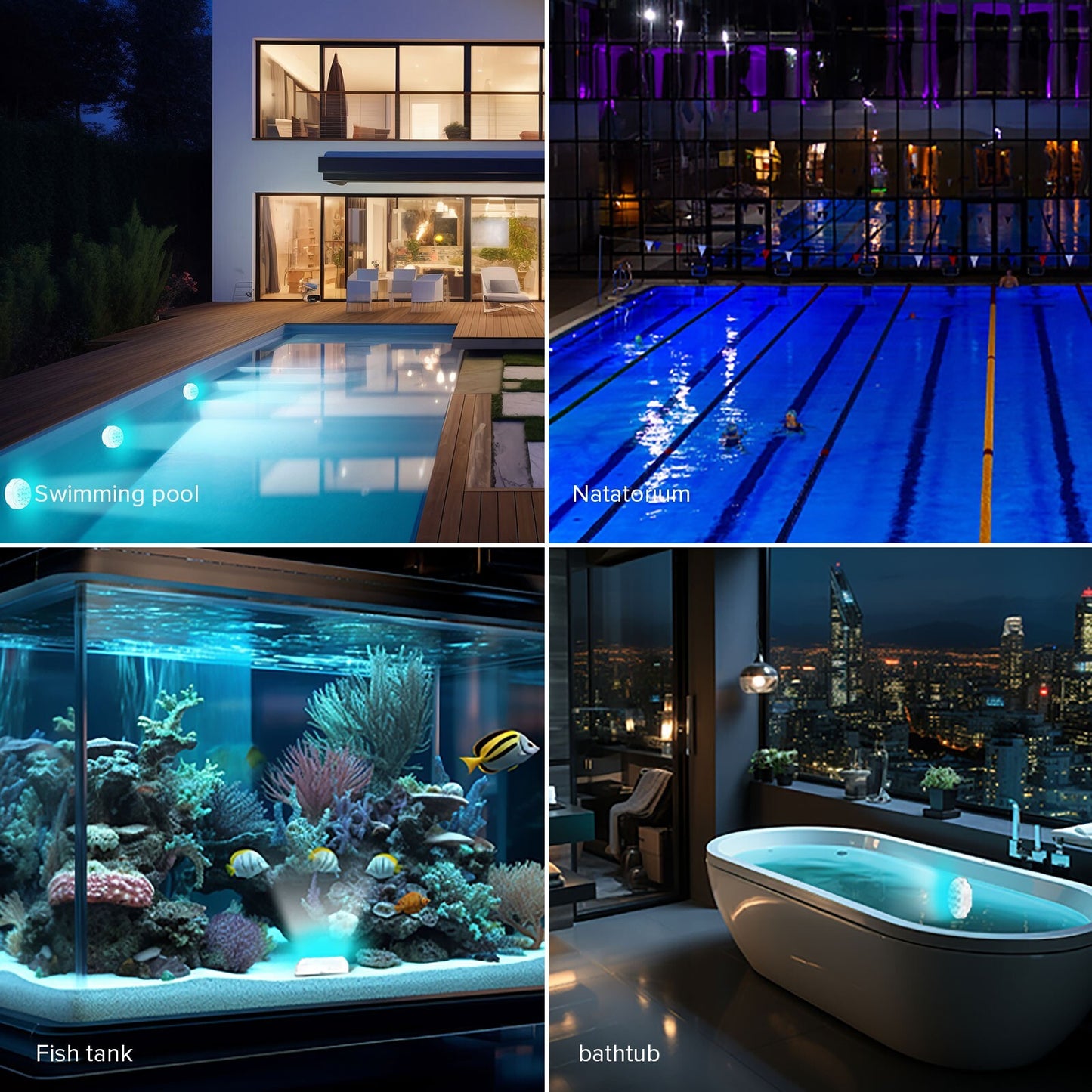 4PCS Led Pool Lights Swimming Pool RGB Color Changing Underwater Lamp Remote