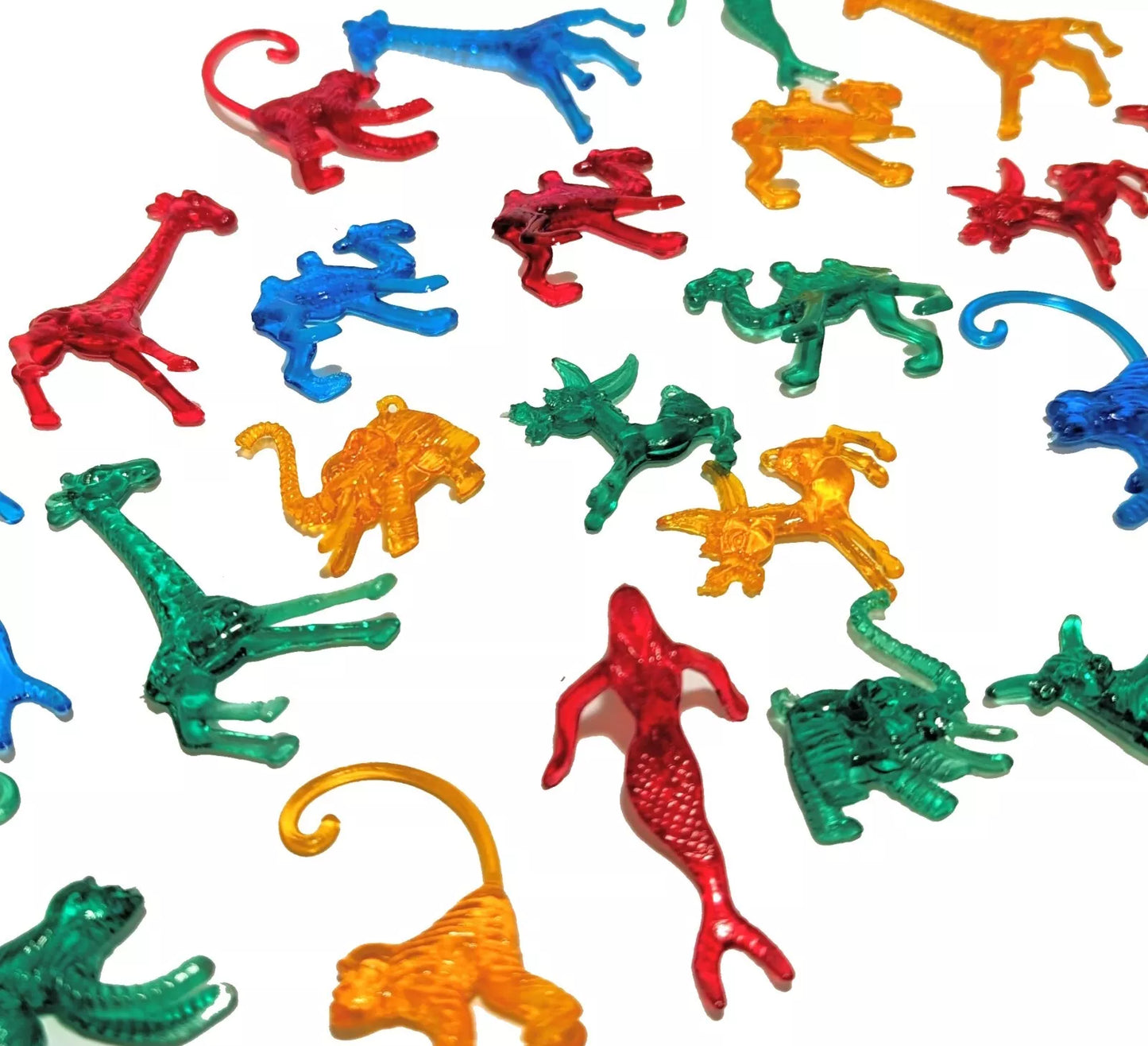 Plastic Mixed Animal Cocktail Drink Markers/Charms (72) -Elephant Monkey Mermaid