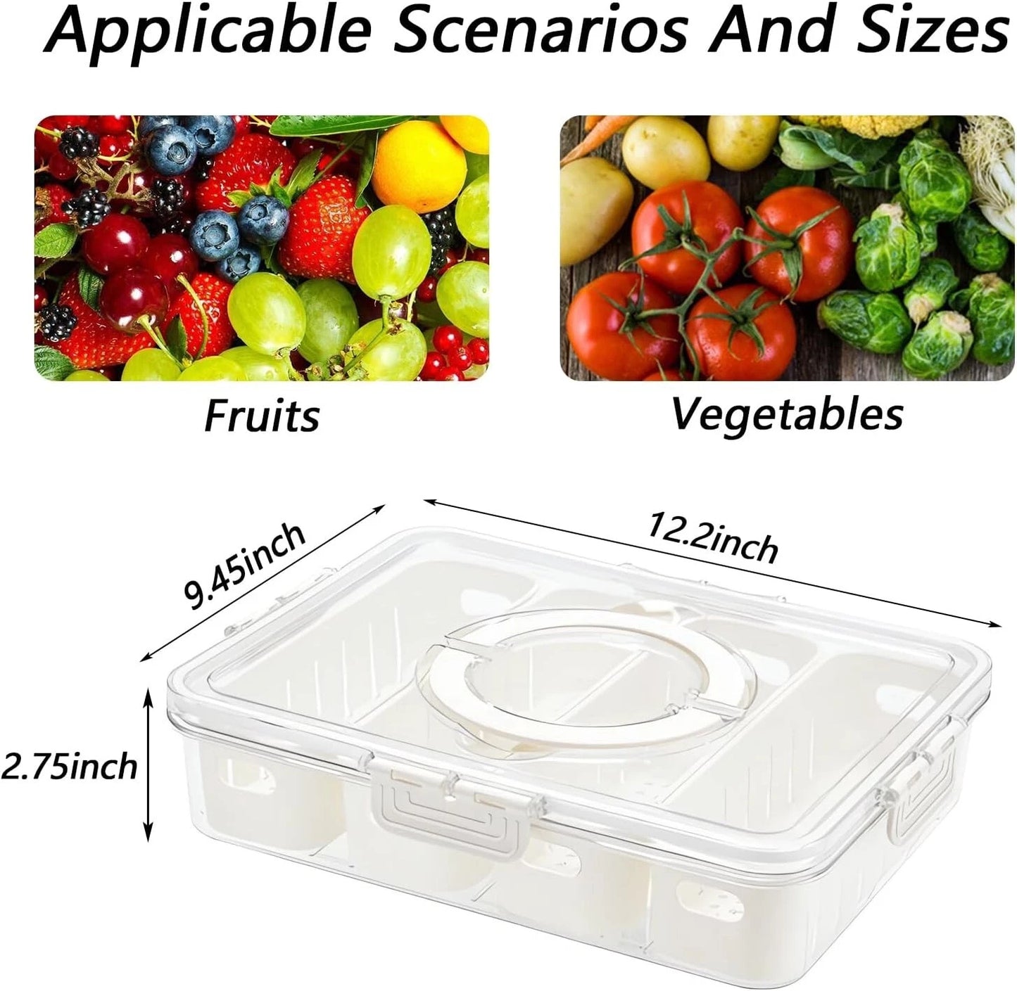 FRIDGE FOOD STORAGE CONTAINER Kitchen Serving Tray Organizer Fresh Airtight Box