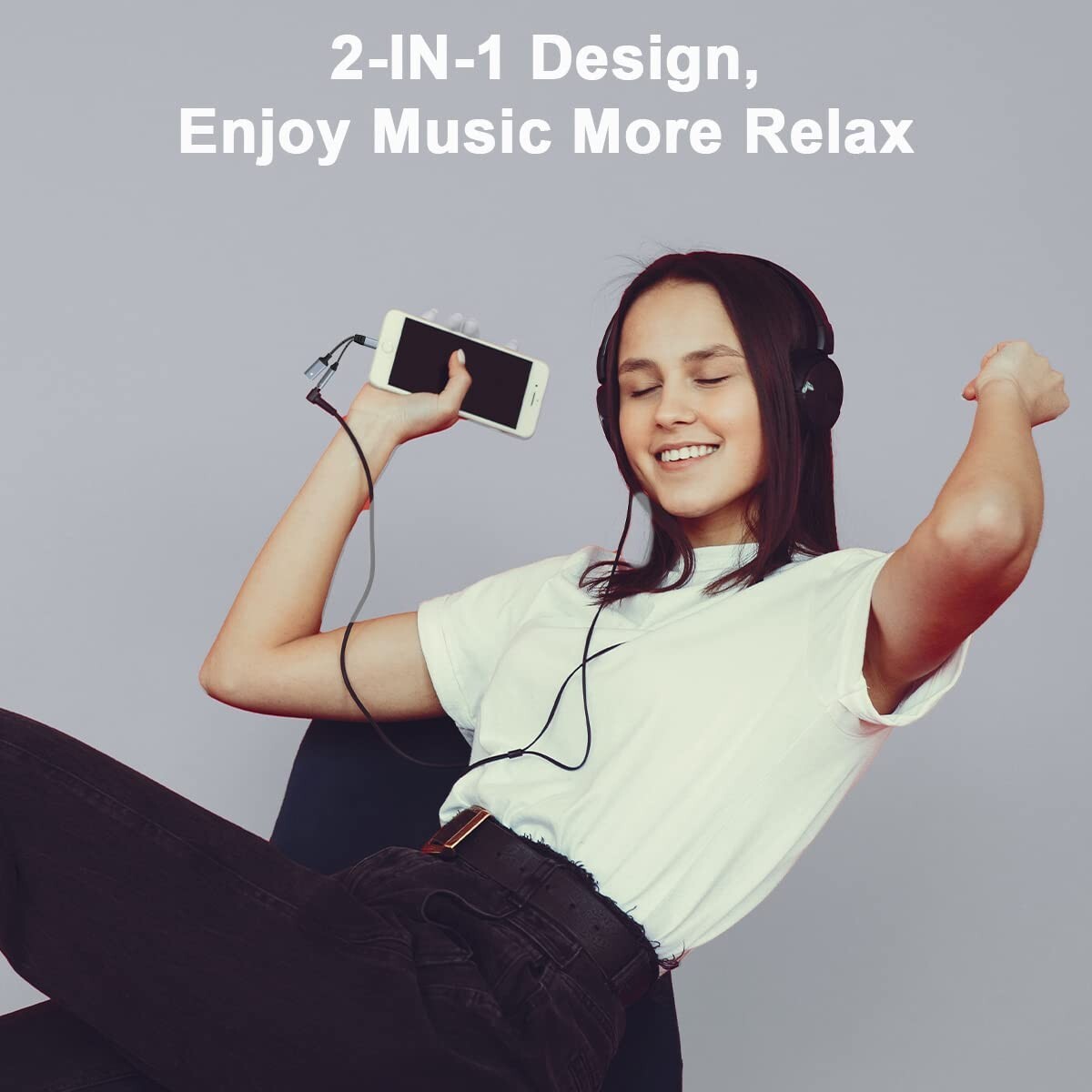 iPhone Headphone & Charger Adapter 2-in-1 to 3.5mm AUX Audio MFi-Certified