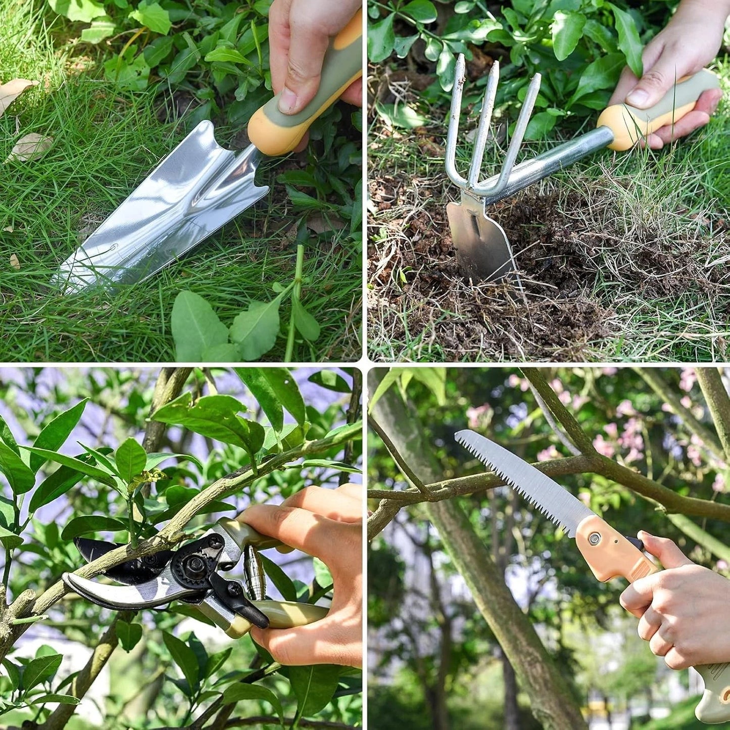 Garden Tool Set, 9 Piece Stainless Steel Heavy Duty Gardening Hand Tools with...