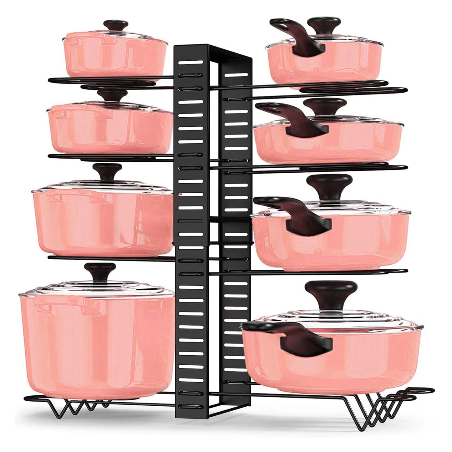 Adjustable 8-Tier Pots and Pans Organizer Rack Pots Holder for Kitchen Cabinet
