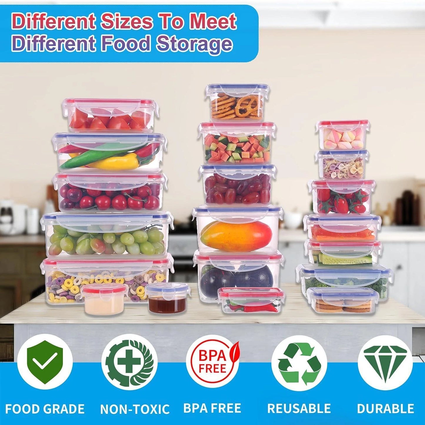 Versatile BPA-Free Food Storage Containers - 40-Piece Set for Organized Kitchens
