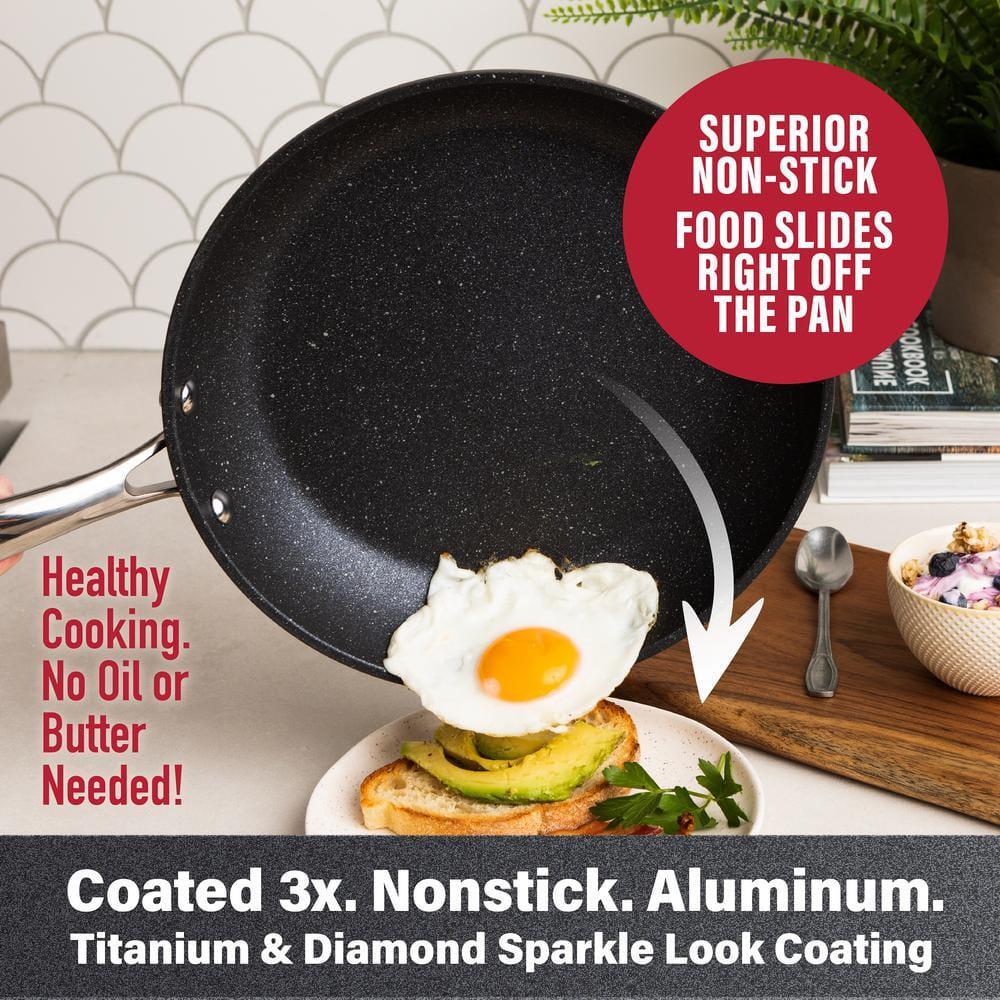 GraniteStone Cookware Set Aluminum Nonstick Diamond Infused Glass Lids 10-Piece