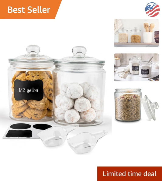 Dual-Purpose Glass Storage Containers for Kitchen & Bathroom ? 1/2 Gallon Size