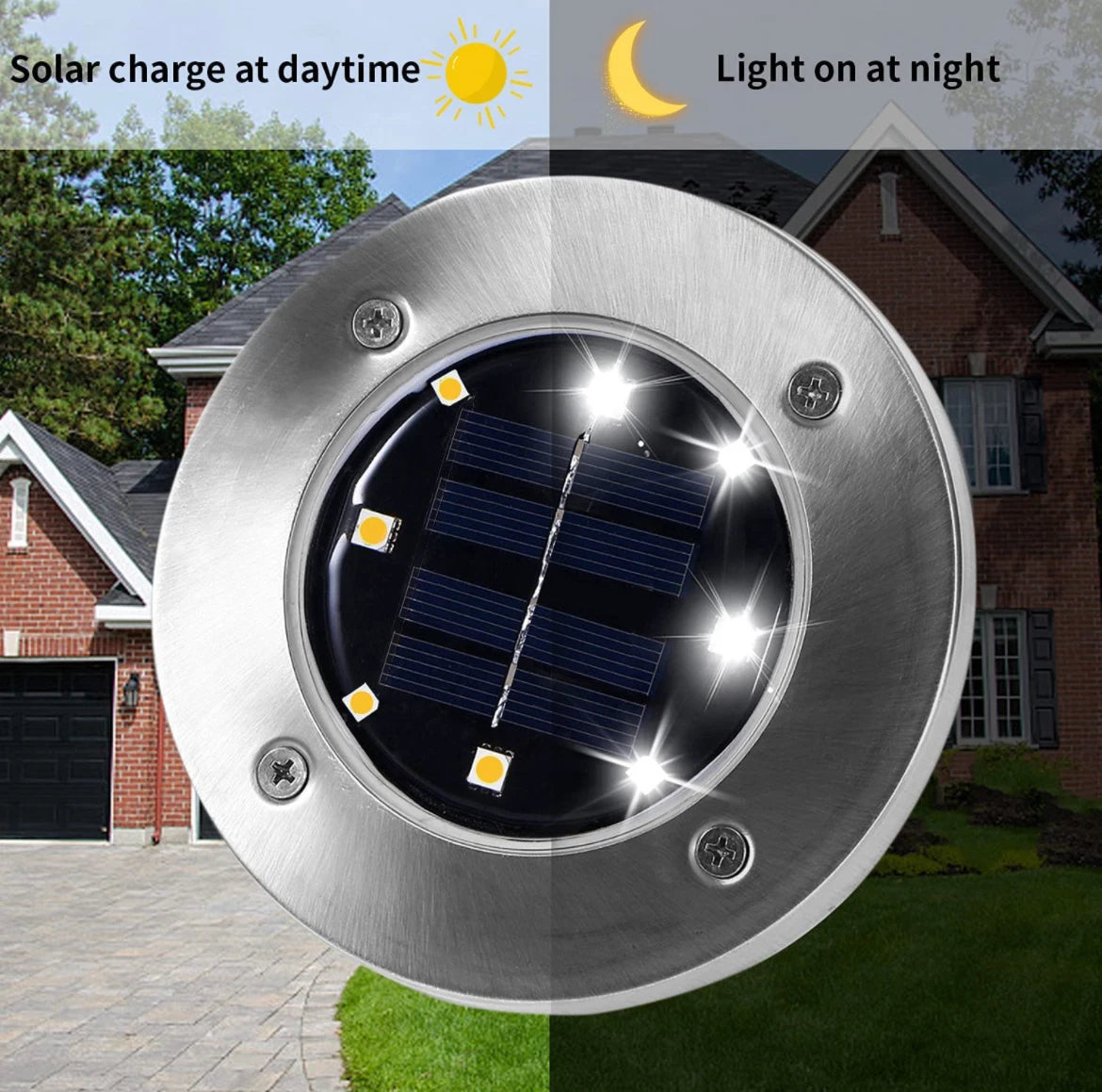 12PACK Solar In Ground Lights Outdoor Buried Lamp Disk LED Lawn Pathway Garden