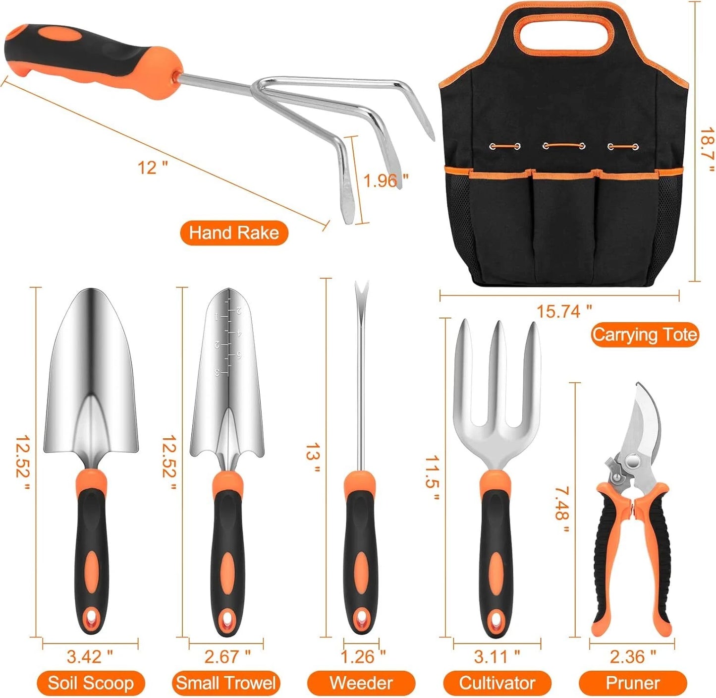 Garden Tool Set CHRYZTAL Stainless Steel Heavy Duty Gardening Tool Set with N...